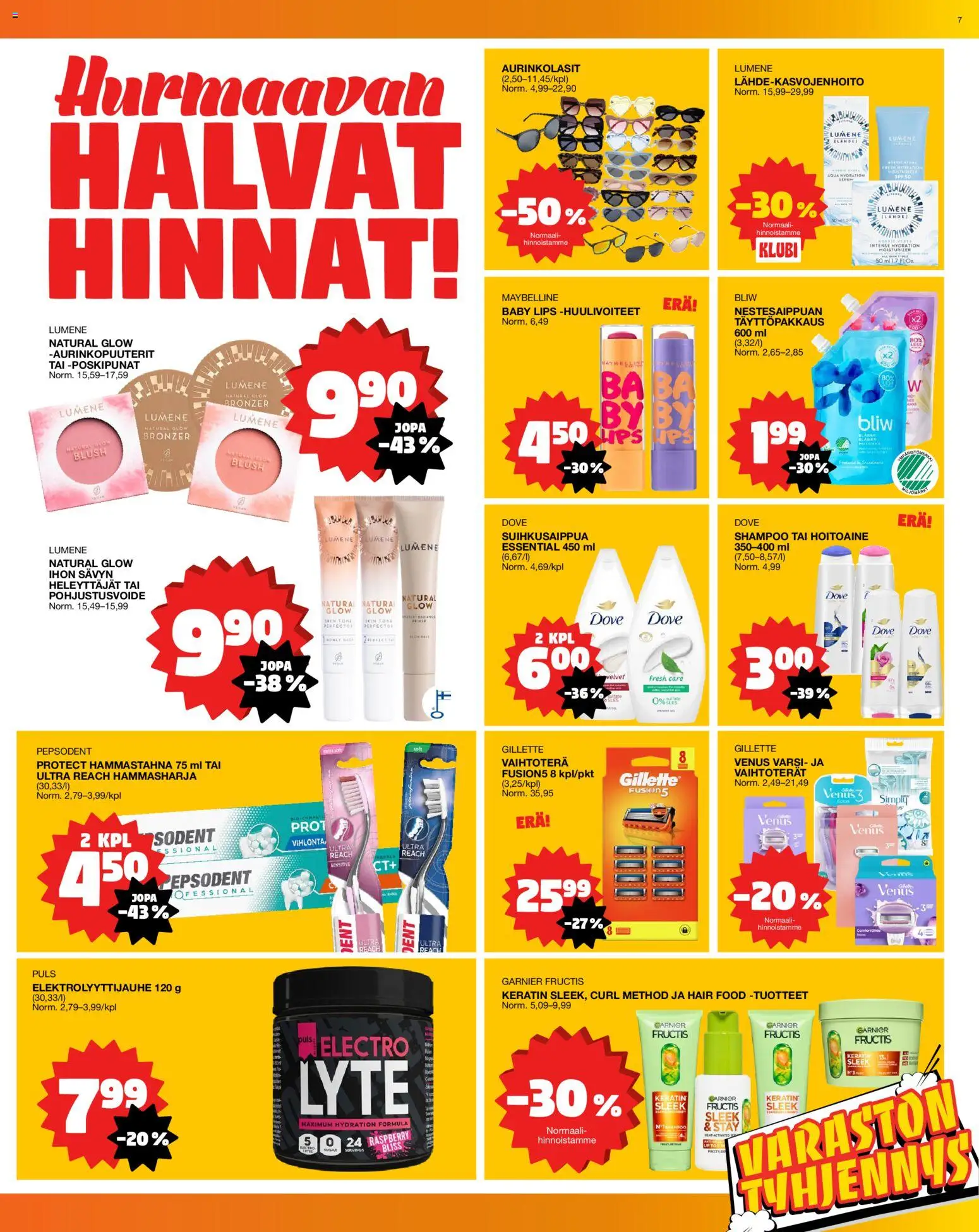 Tokmanni tarjoukset – voimassa 13/07/2026 alkaen | Sivu: 7 | Tuotteet: Hoitoaine, Hammastahna, Hammasharja, Aurinkolasit
