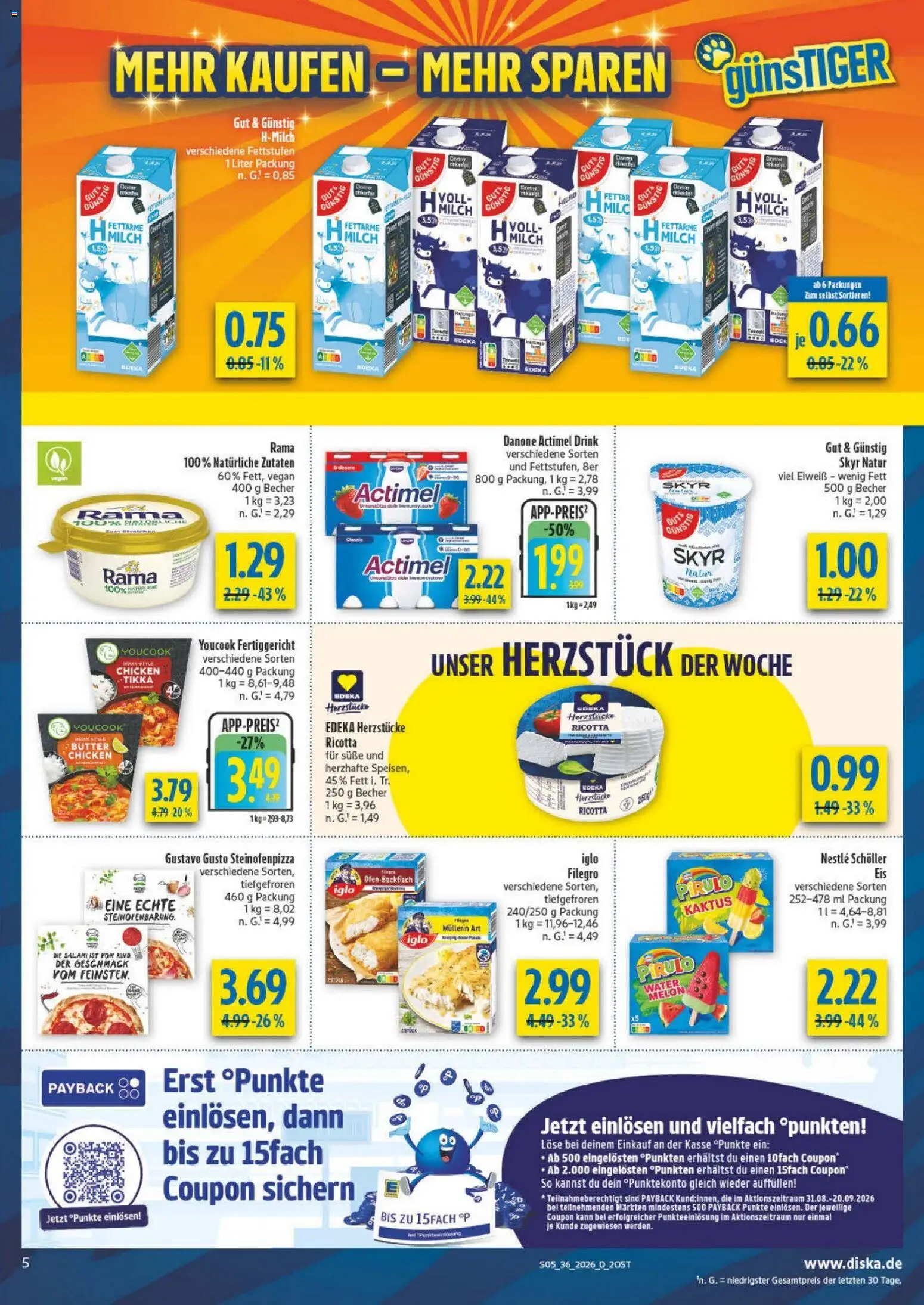 Diska Prospekt – gültig ab 31.08.2026 | Seite: 5 | Produkte: Gustavo gusto, Milch, Milch 1,5%, Iglo