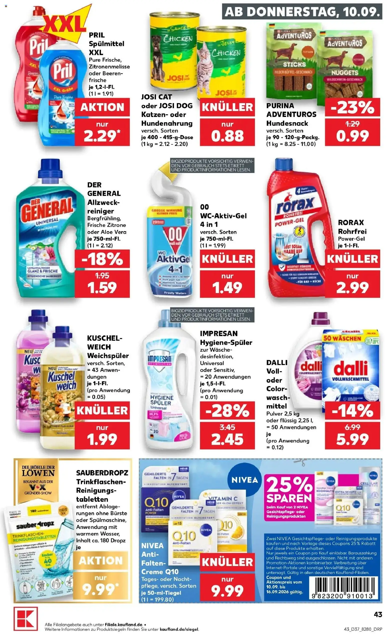 Prospekt Kaufland ab 10.09.2026 » Angebote Online zum Blättern | Seite: 43 | Produkte: Bürste, Creme, Weichspüler, Zitrone