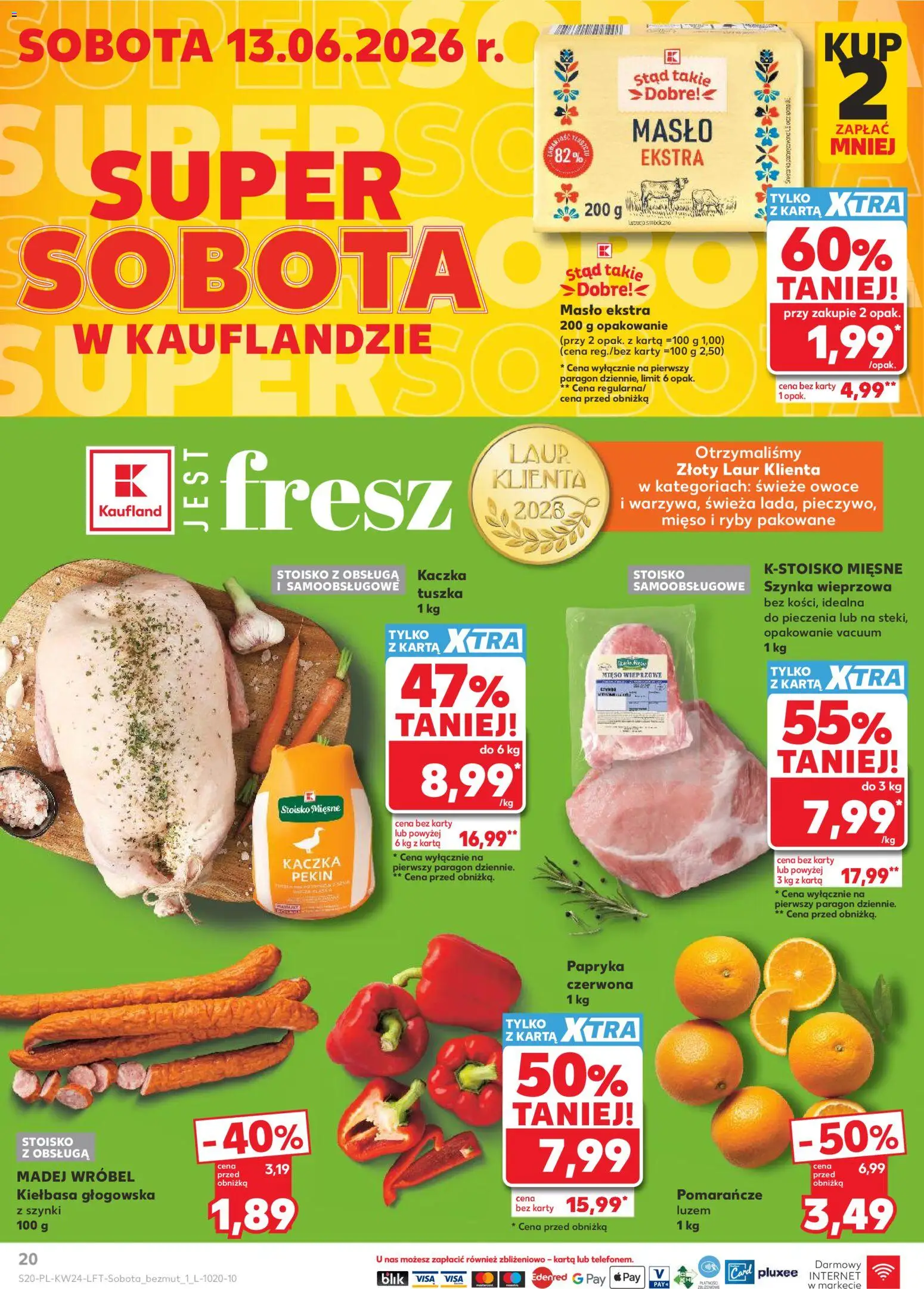 Kaufland Polsko leták od 11.06.2026 | Strana: 20 | Produkty: Máslo, Ryby, Karty