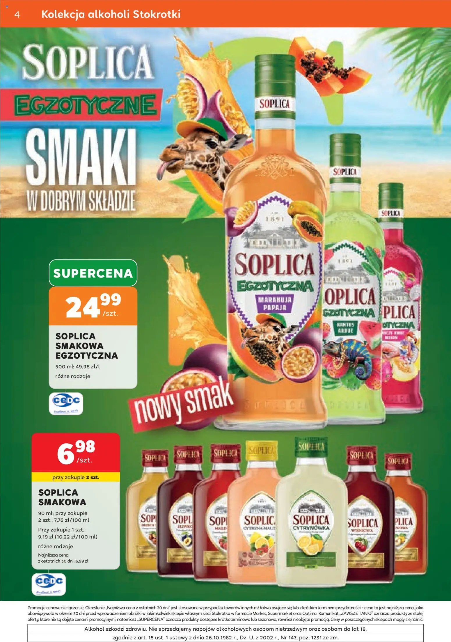 Stokrotka gazetka - Oferta alkoholowa od 06.08.2026 | Strona: 4 | Produkty: Stokrotka, Papaja, Alkohol