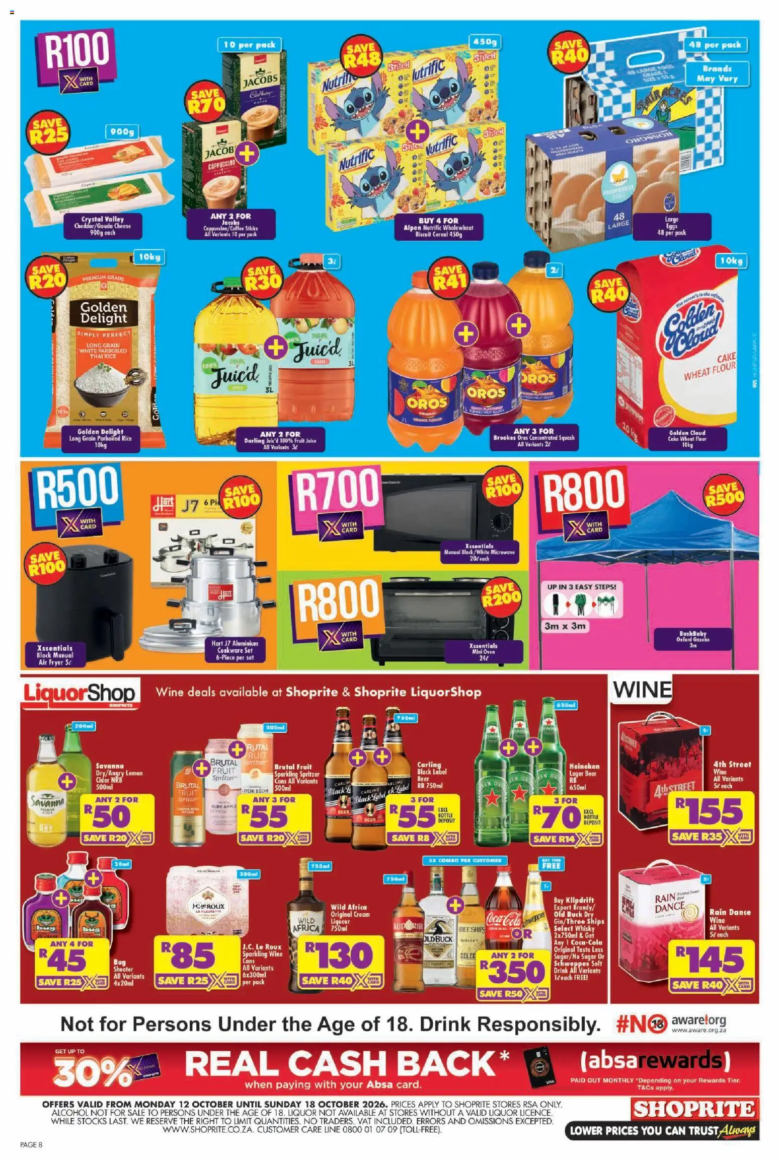 New Shoprite catalogue – valid from 12/10/2026 | Page: 8 | Products: Flour, Rice, Cream, Sugar