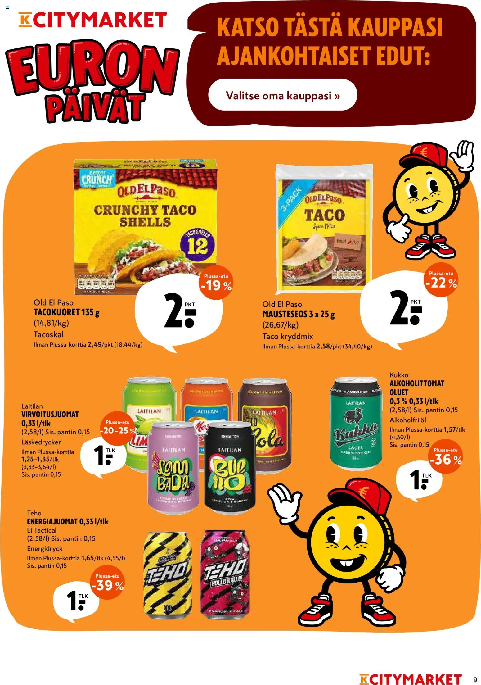 K-Citymarket tarjoukset – voimassa 08.06.2026 alkaen | Sivu: 9 | Tuotteet: Virvoitusjuomat