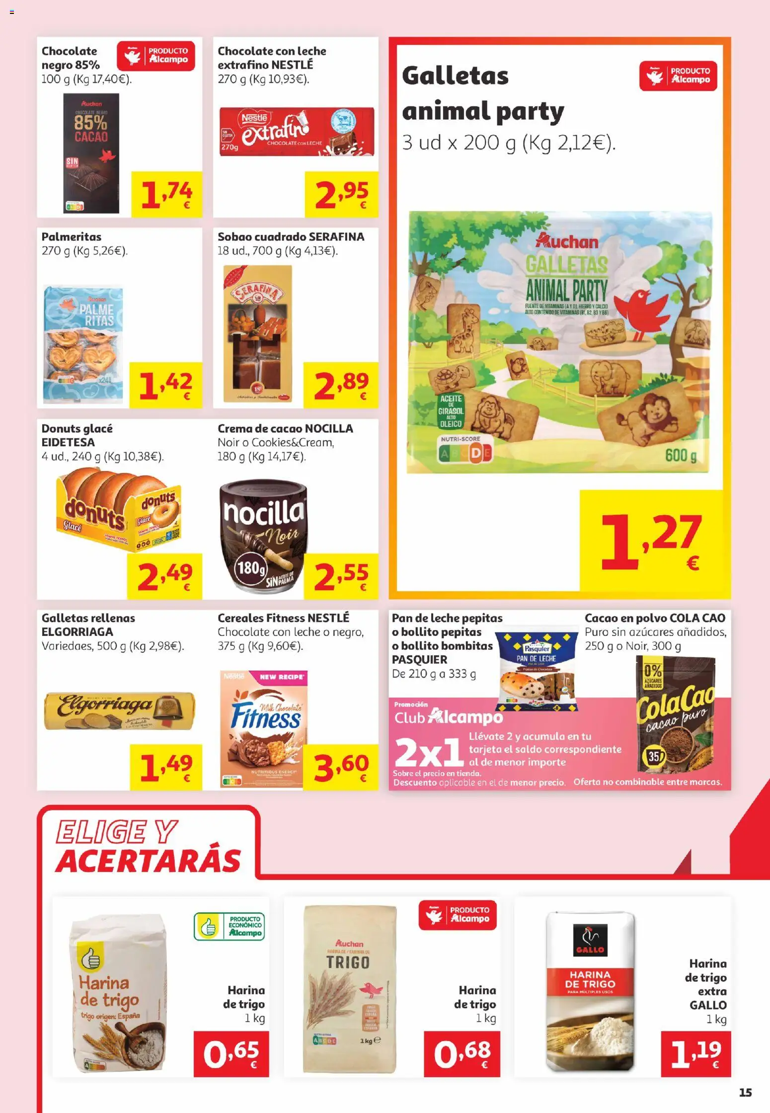 Alcampo Canarias │ válido desde el 16.06.2026 | Página: 15 | Productos: Polvo, Galletas, Chocolate con leche, Donuts
