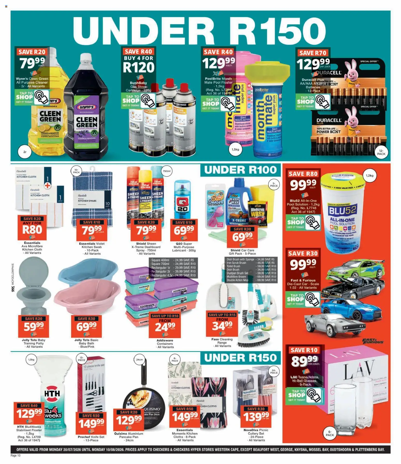 New Checkers catalogue – valid from 20/07/2026 | Page: 10 | Products: Glasses, Iron, Gas stove, Tap