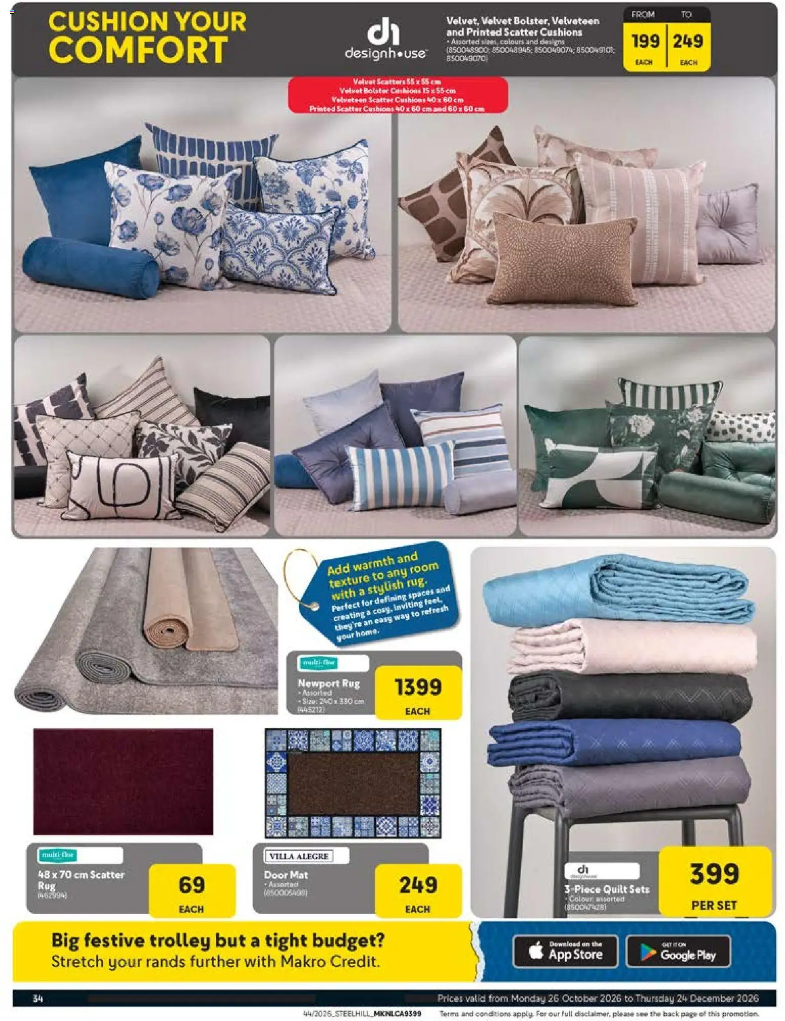 New Makro catalogue – valid from 26/10/2026 | Page: 34 | Products: Cushion, Rug