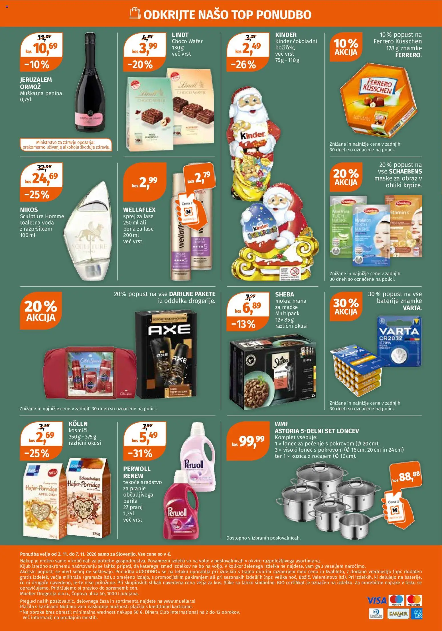 Novi Müller katalog ponudbe – veljaven od 02.11.2026 | Stran: 12 | Izdelki: Baterije, Kos, Penina, Toaletna voda