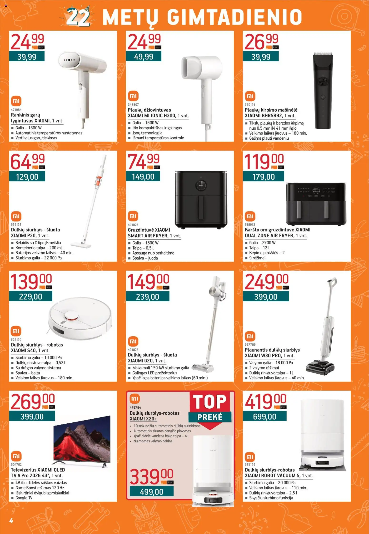 ERMITAŽAS akcijos nuo 2026.09.01 | Puslapis: 4 | Prekių: Robotas, Tv, Dėklas, Baterijos