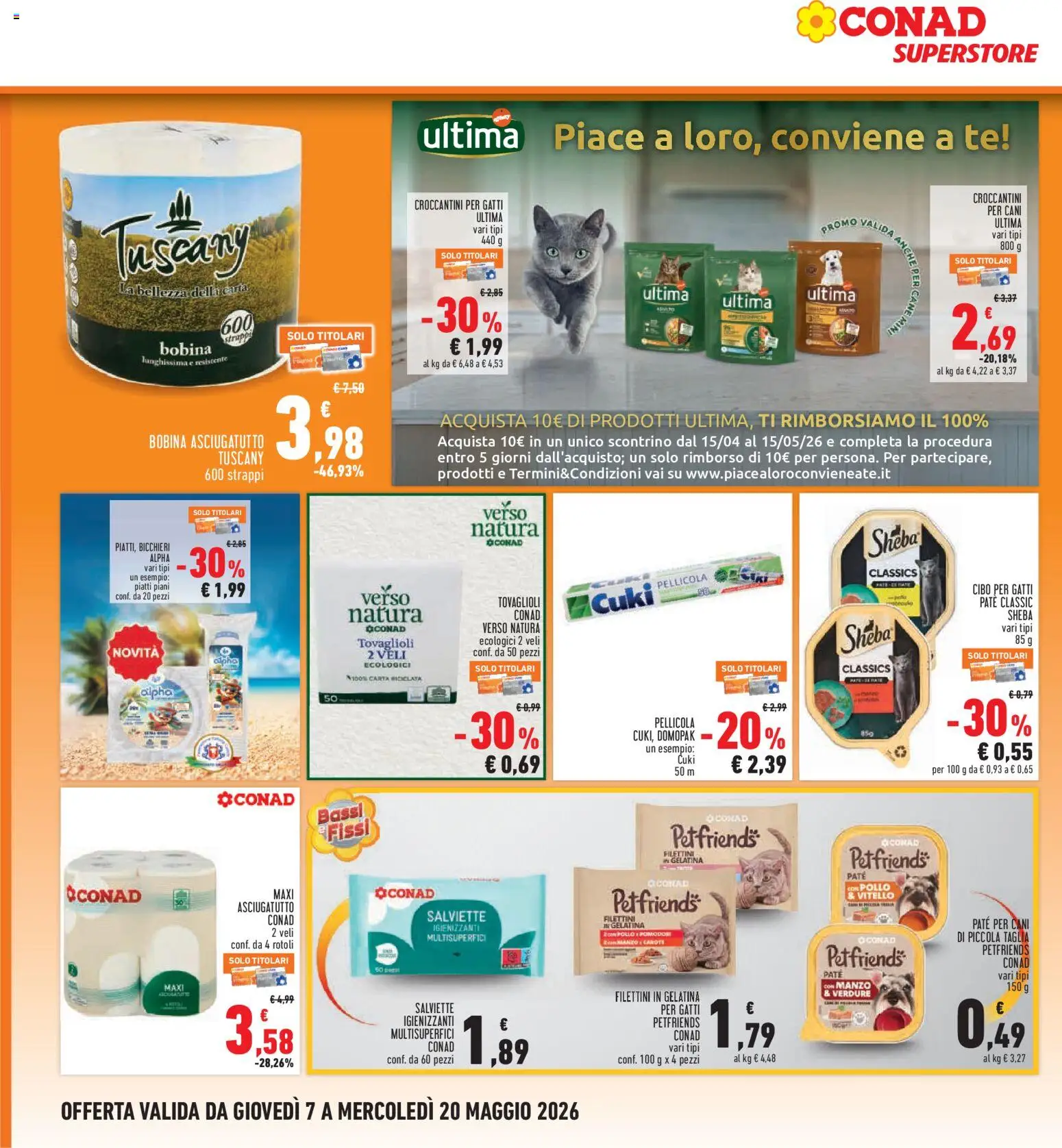 Volantino Conad del 07.05.2026 | Pagina: 28 | Prodotti: Paté, Salviette igienizzanti, Tè, Asciugatutto