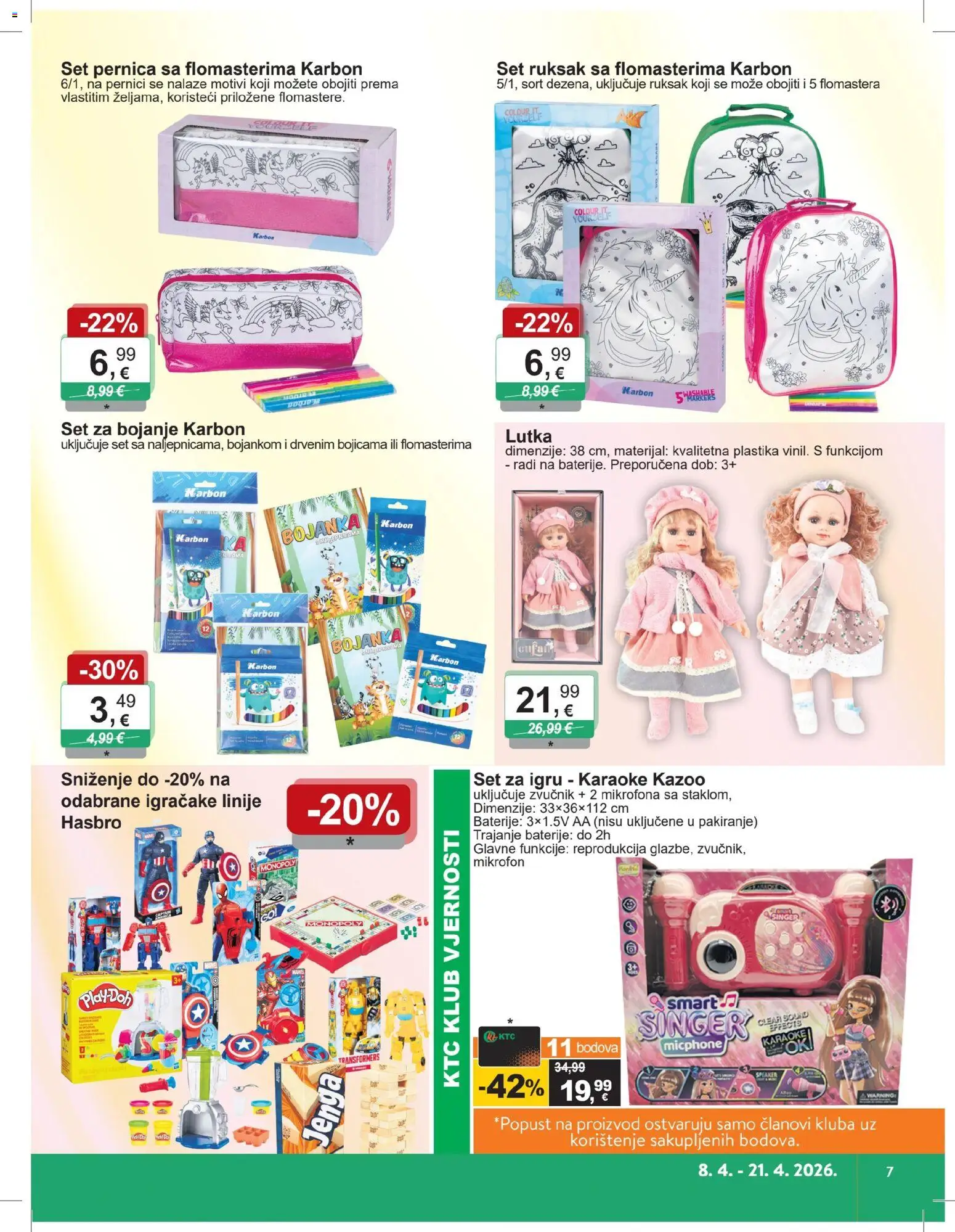 KTC katalog | vrijedi od 08.04.2026 | Stranica: 2 | Proizvodi: Lutka, Pernica, Set za bojanje, Baterije