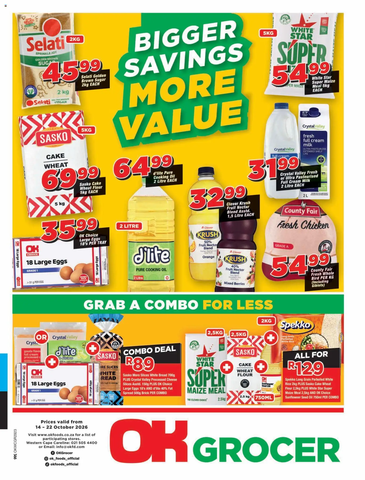 New OK Foods catalogue – valid from 14/10/2026 | Page: 1 | Products: Tray, Shelf, Bread, Sugar
