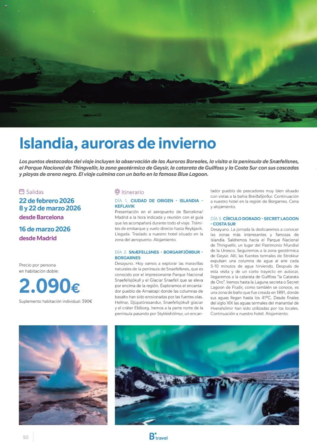 B the travel brand Viajeros Expertos Internacional 2026 │ válido desde el 03/10/2025 | Página: 50 | Productos: Agua, Baño