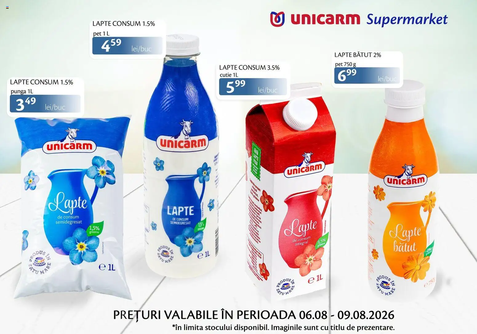Noul catalog Unicarm – valabil de la 06.08.2026 | Pagină: 1 | Produse: Pungă, Cutie, Lapte