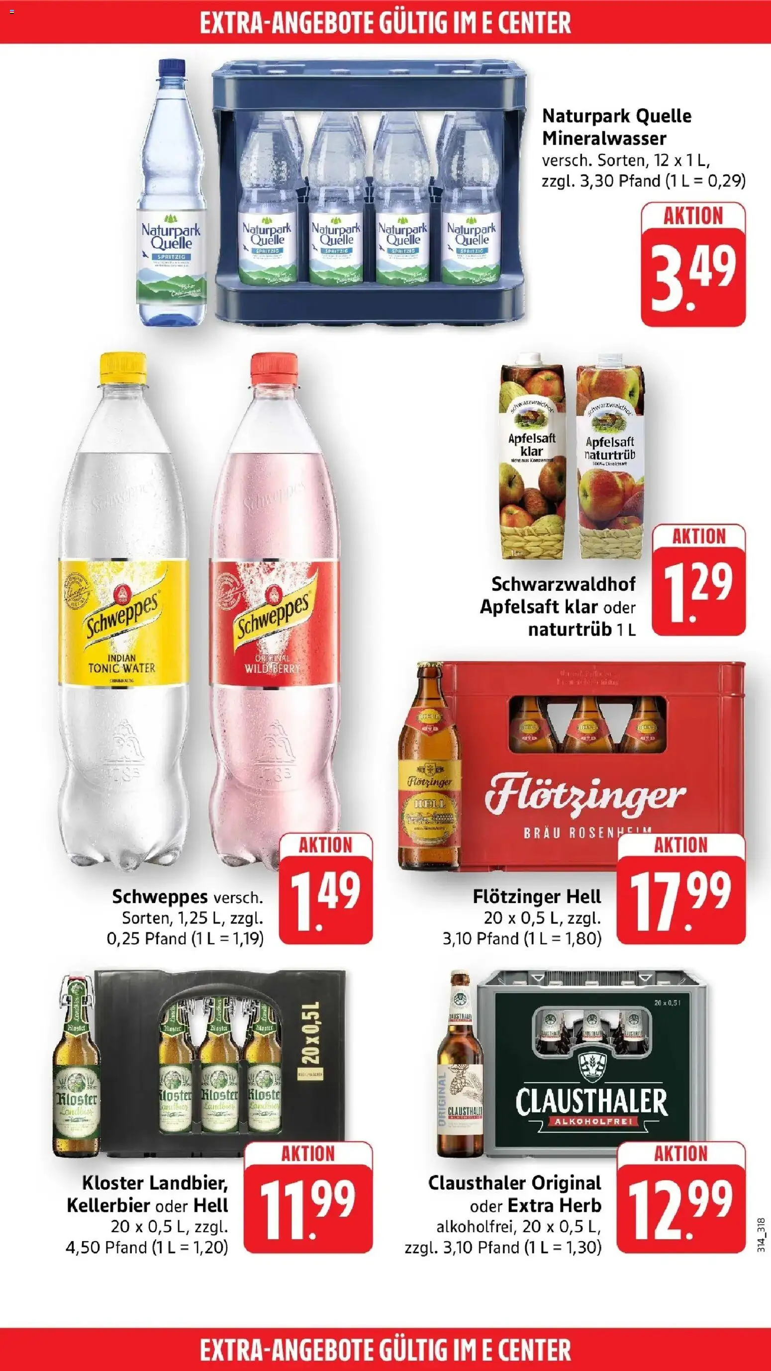 E center Prospekt Villingen - Schwenningen (ab 17.08.2026) zum Blättern | Seite: 46 | Produkte: Apfelsaft, Schweppes, Mineralwasser