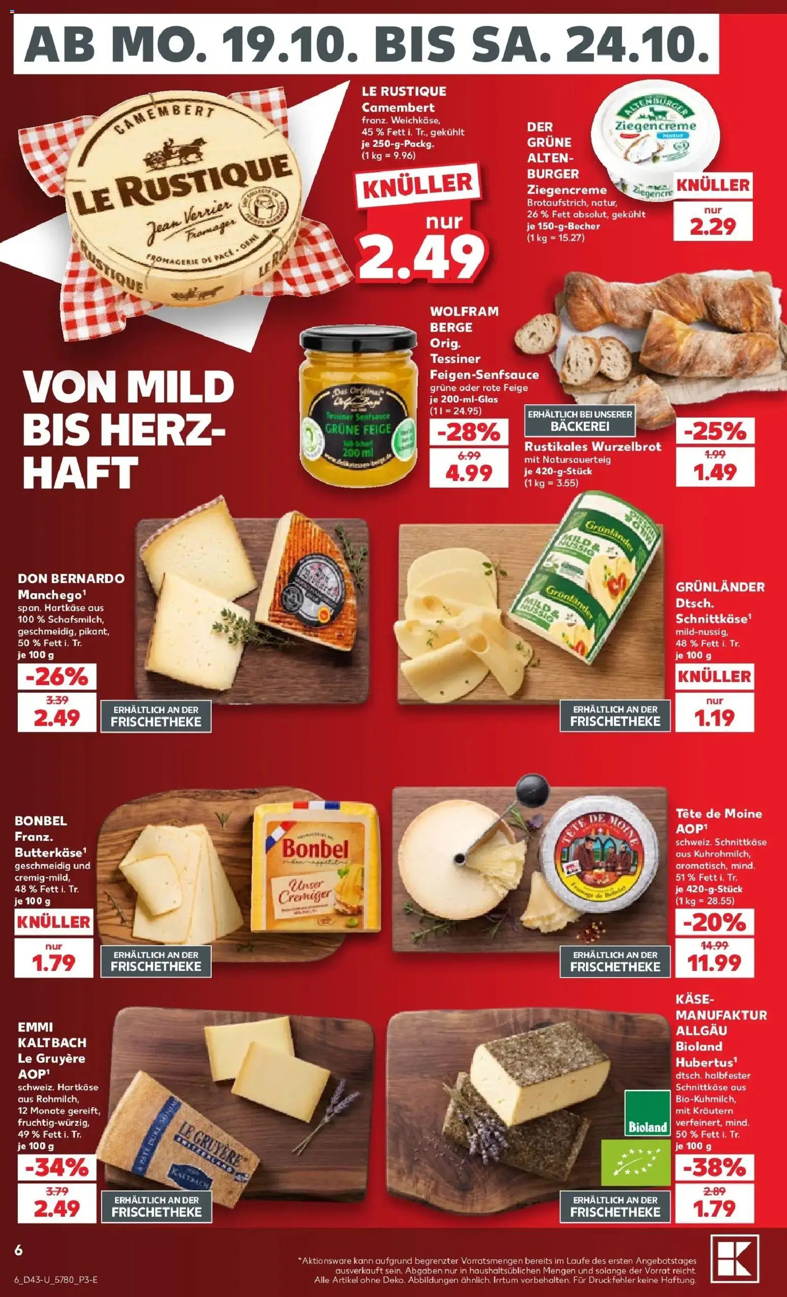 Prospekt Kaufland ab 19.10.2026 » Angebote Online zum Blättern | Seite: 82 | Produkte: Bäckerei, Käse, Burger, Camembert