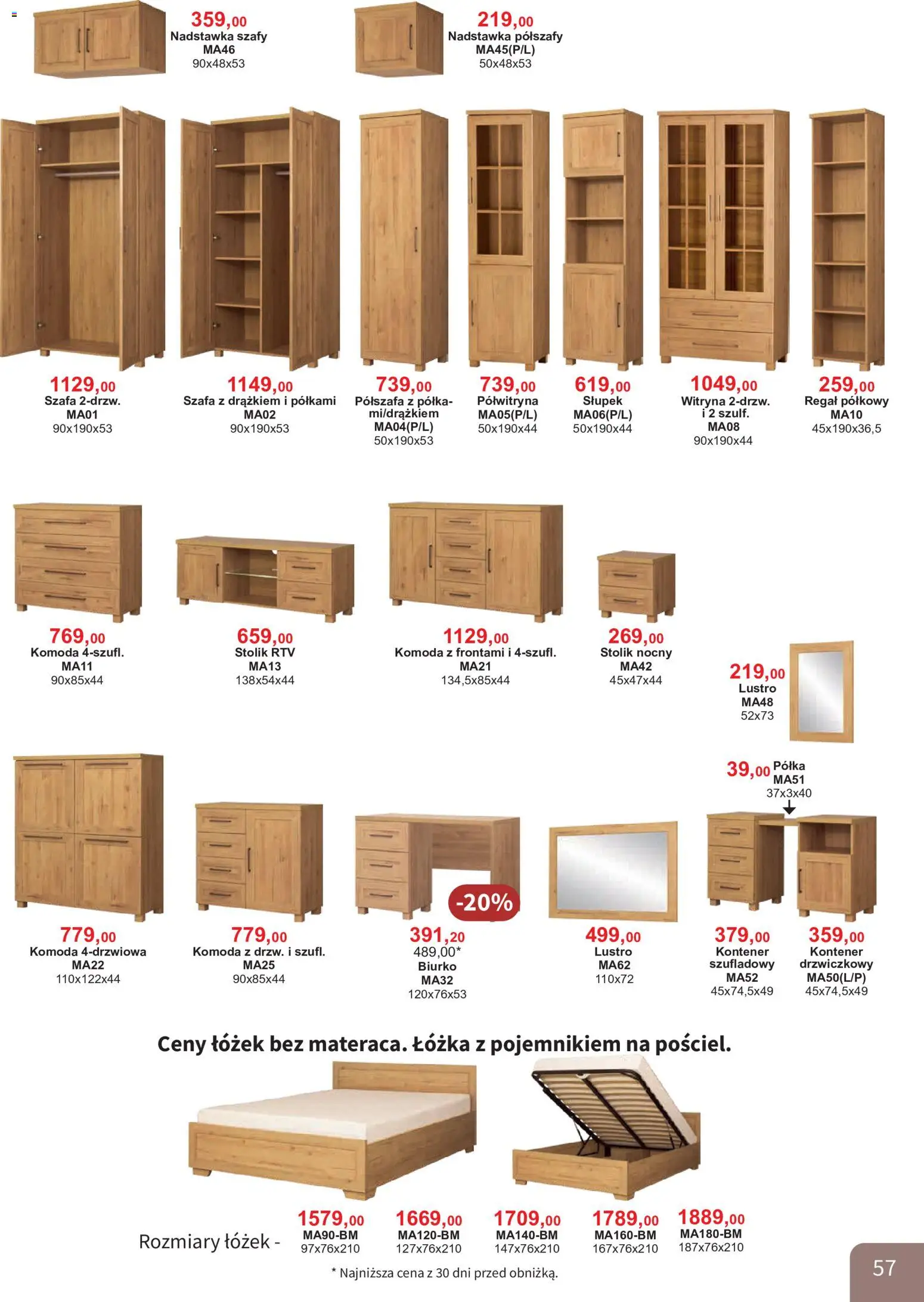 Bodzio Katalog od 01.08.2026 | Strona: 57 | Produkty: Szafa, Komoda, Biurko, Lustro