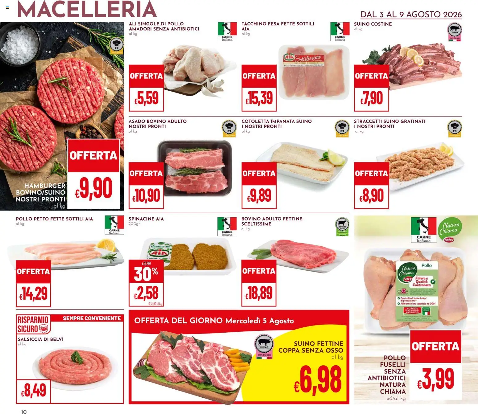 Volantino Pan del 03/08/2026 | Pagina: 10 | Prodotti: Pollo, Suino, Tacchino, Salsiccia