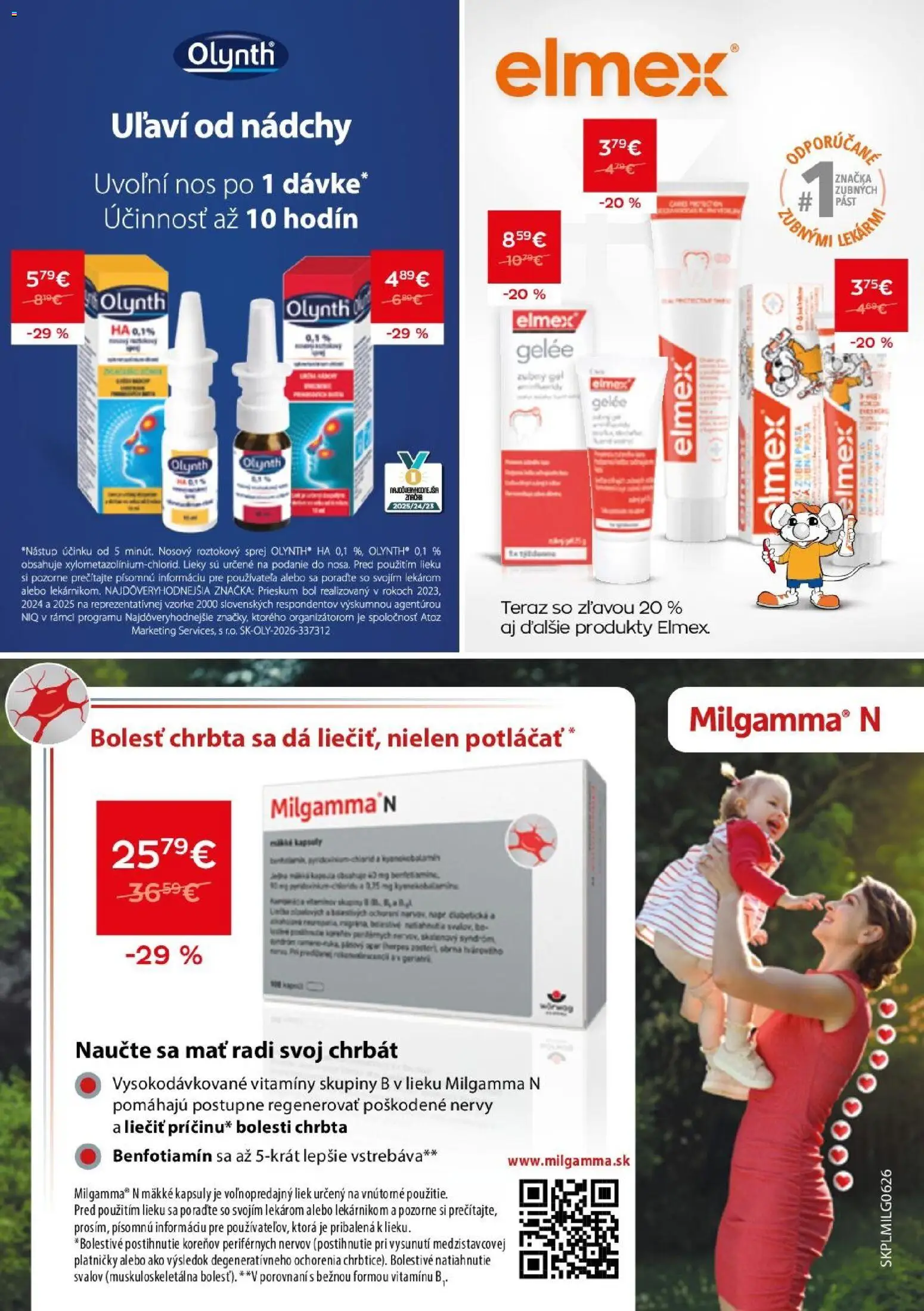 Nové Schneider lekáreň akcie – leták je platný od 01.09.2026 | Strana: 3 | Produkty: Milgamma, Zubná pasta