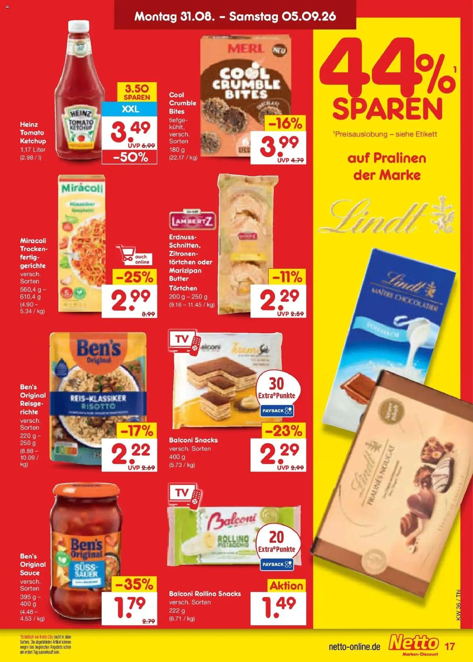 Netto Marken-Discount Prospekt Thiendorf – gültig ab 31.08.2026 | Seite: 23 | Produkte: Butter, Gerichte, Lindt, Ketchup