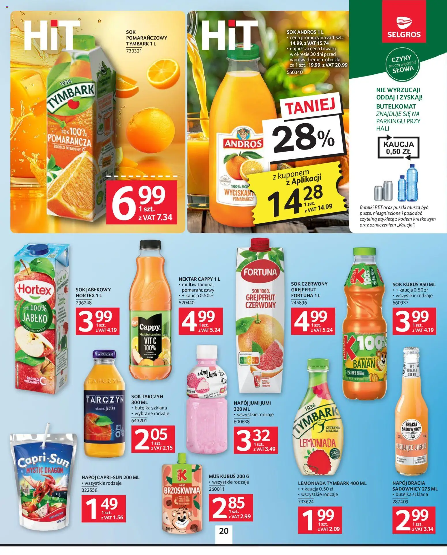 Selgros cash&carry gazetka od 13.08.2026 | Strona: 20 | Produkty: Malina, Kubuś, Lemoniada, Sok