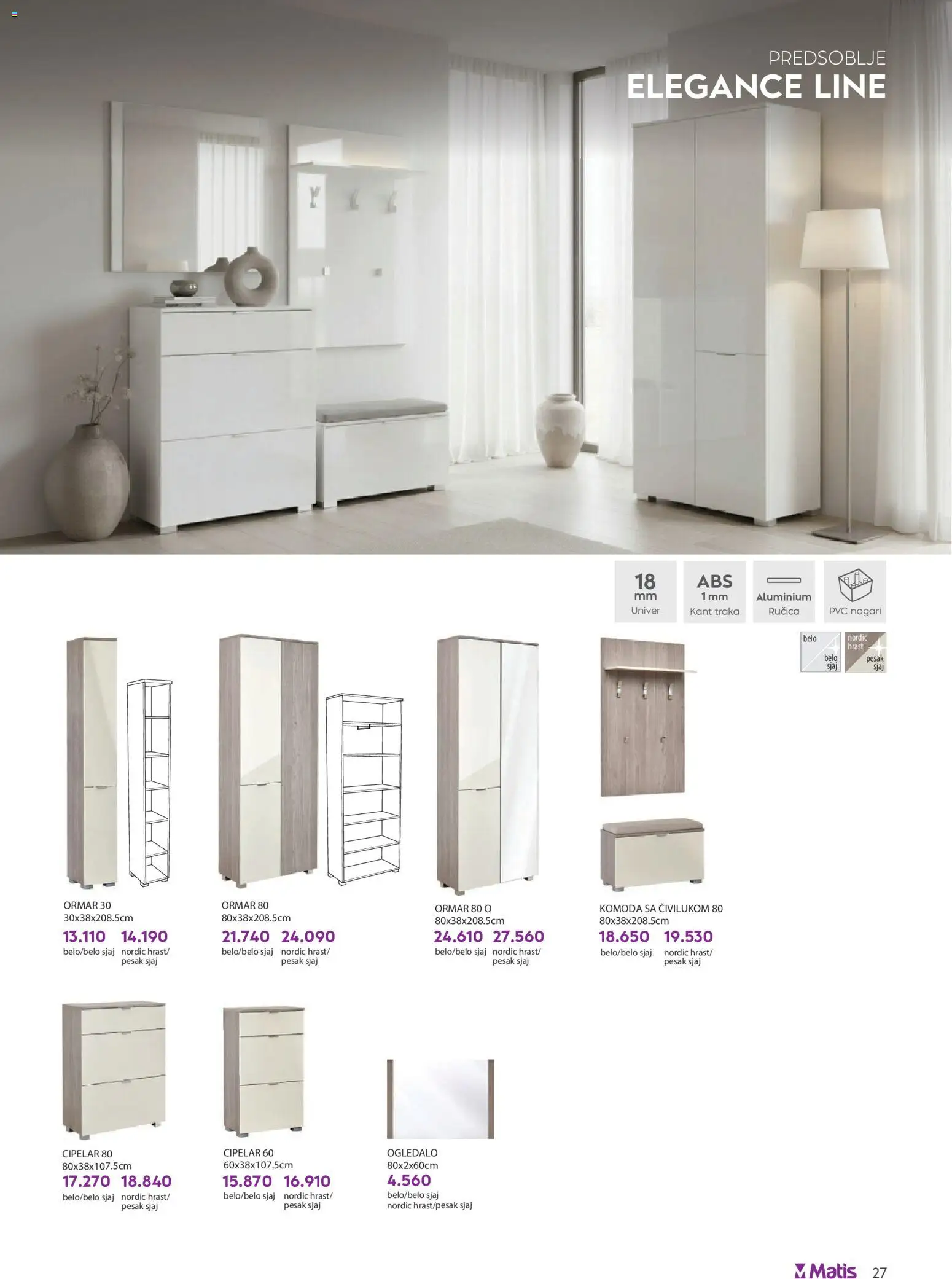 Matis katalog - važi od 01.08.2026 | Strana: 27 | Proizvode: Komoda, Ormar, Ogledalo, Cipelar