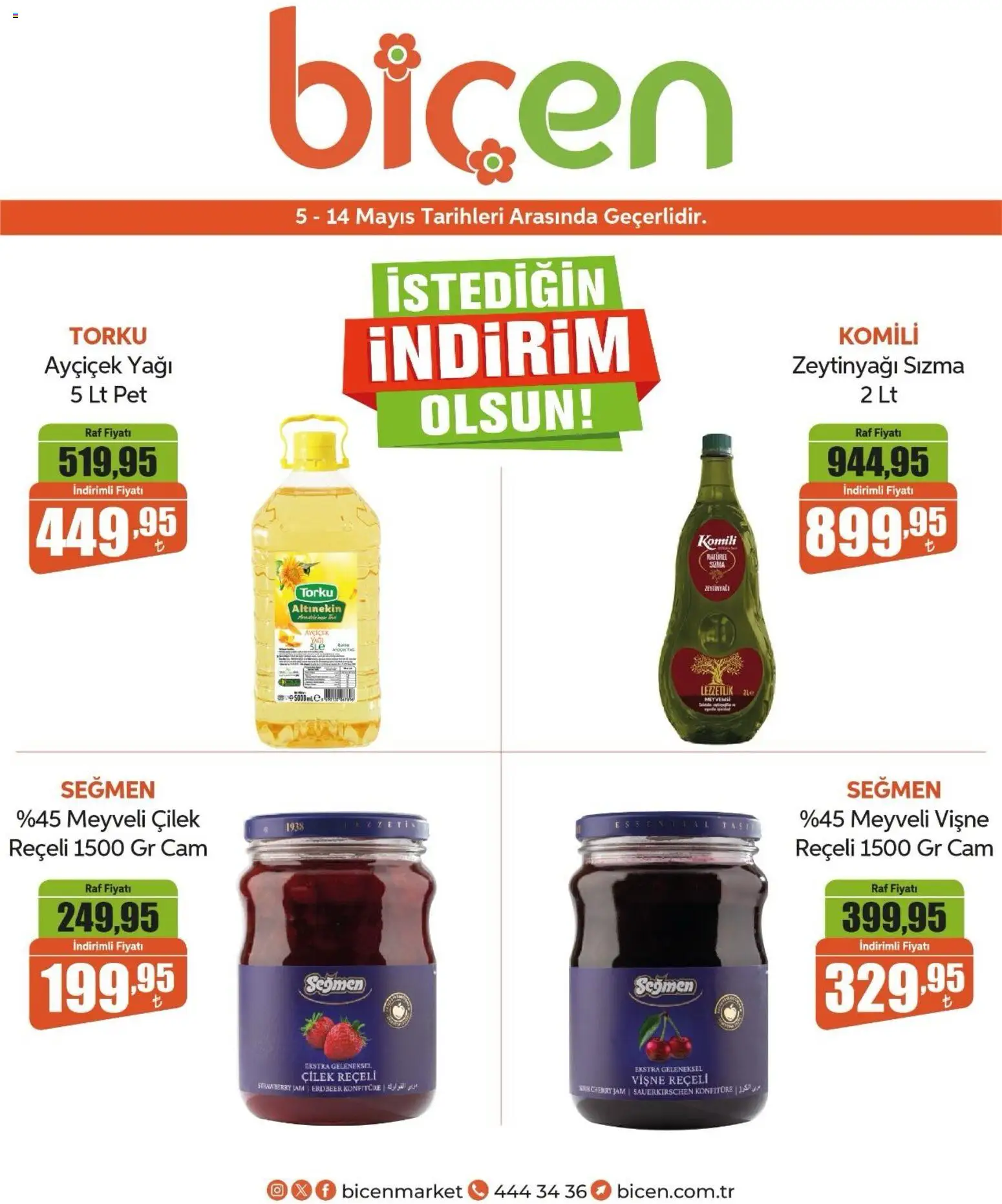 Biçen Market İndirim - 05.05.2026 tarihinden itibaren geçerlidir | Sayfa: 1 | Ürünler: Raf, Çilek, Vişne