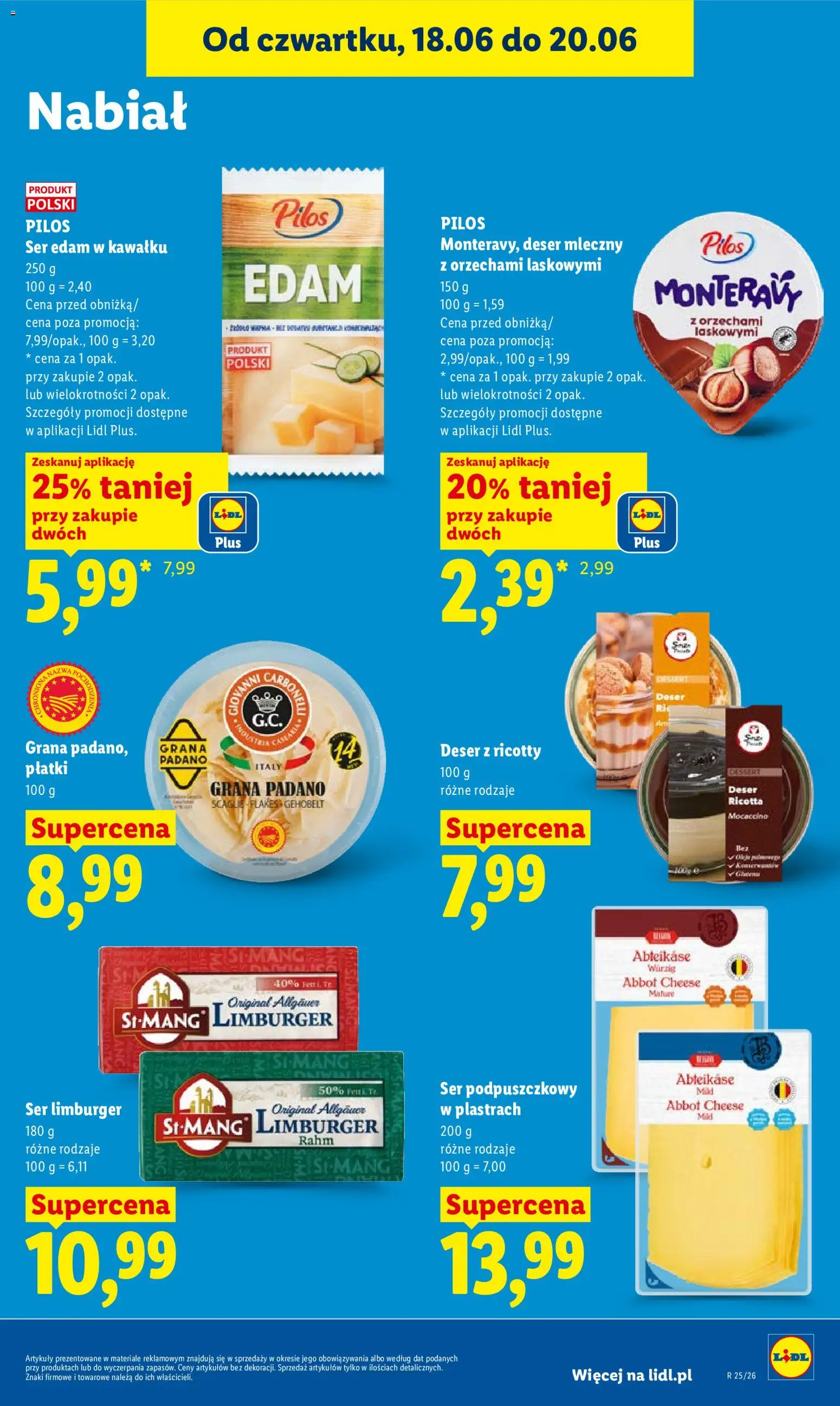 Lidl Polsko leták od 18.06.2026 | Strana: 53 | Produkty: Ricotta, Limburger, Grana Padano