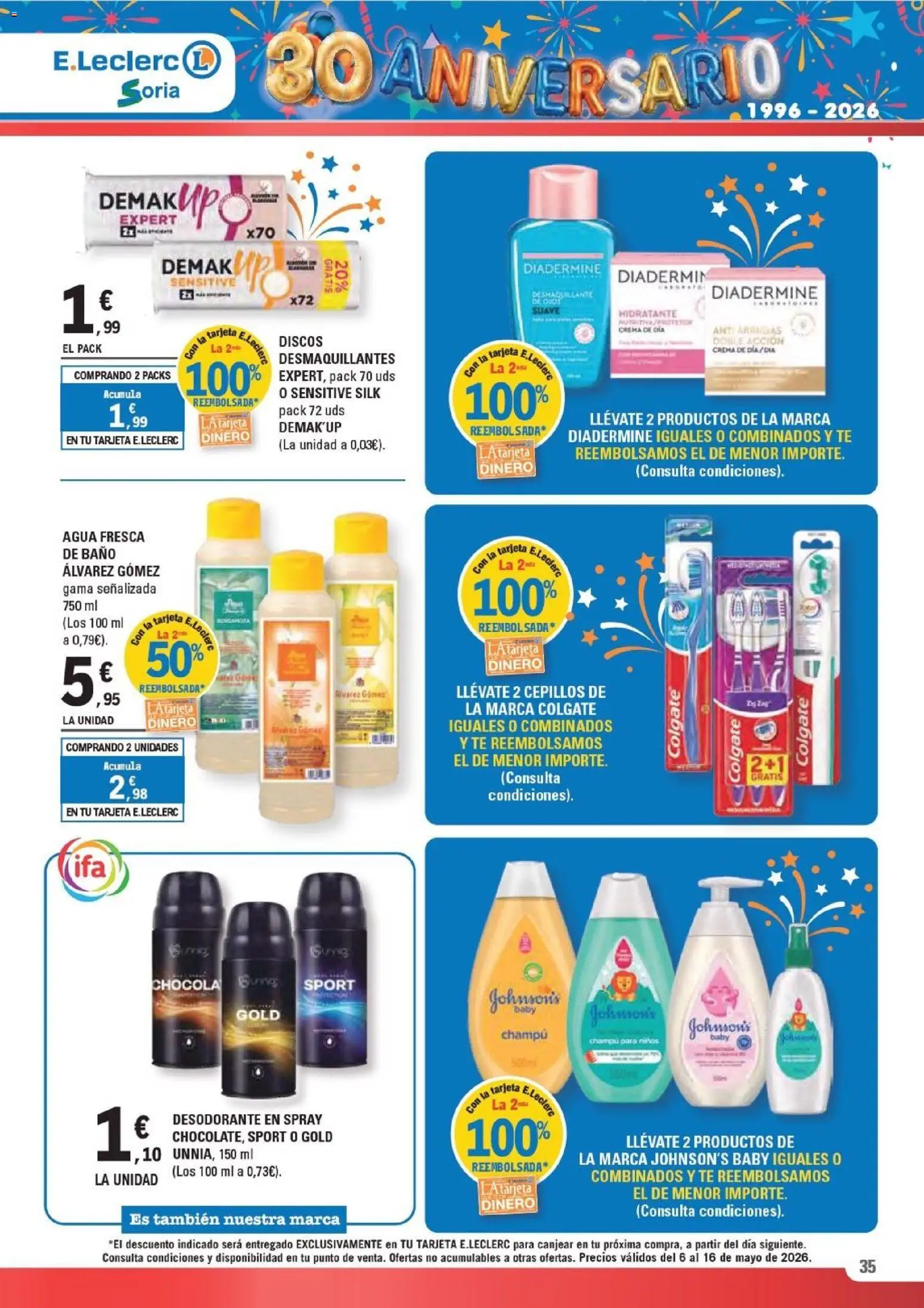 E.Leclerc Soria │ válido desde el 06.05.2026 | Página: 35 | Productos: Desodorante, Crema, Crema de día, Baño