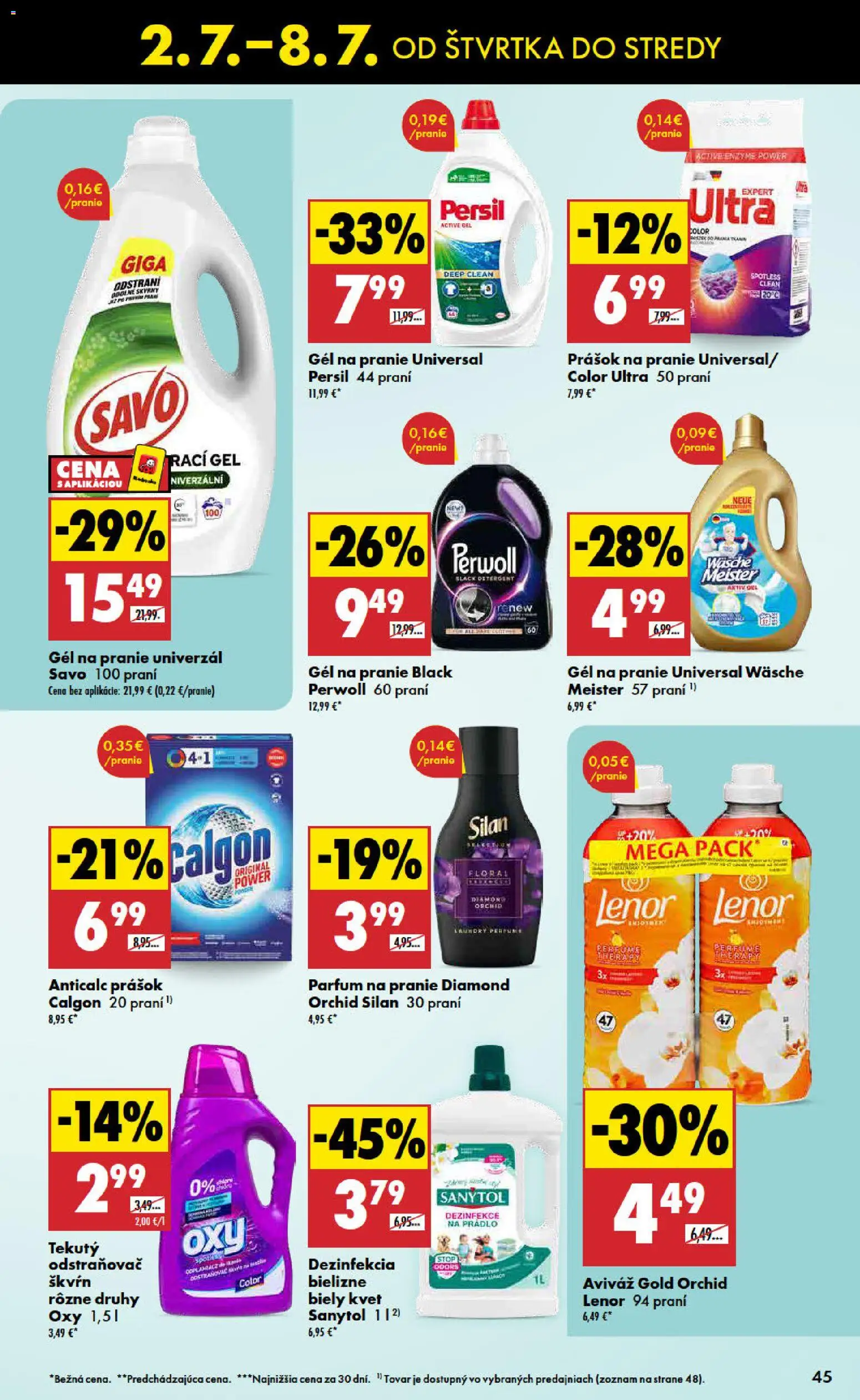 Nové Biedronka akcie – leták je platný od 02.07.2026 | Strana: 45 | Produkty: Persil, Silan, Prášok na pranie, Lenor