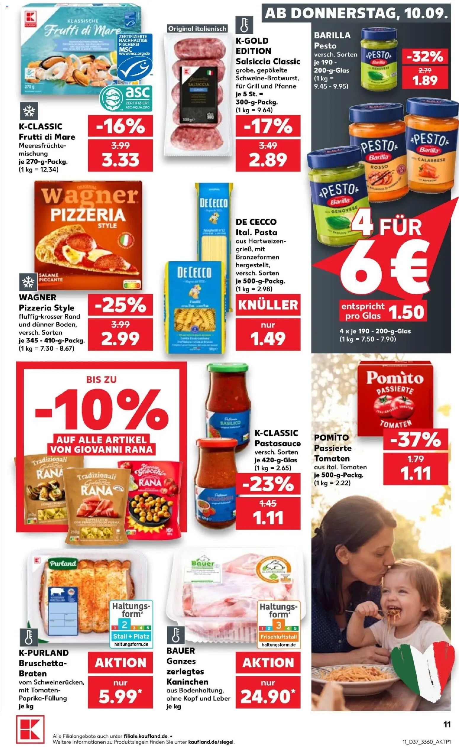 Kaufland Prospekt Potsdam – gültig ab 10.09.2026 | Seite: 11 | Produkte: Grill, Barilla, Kaninchen, Meeresfrüchte