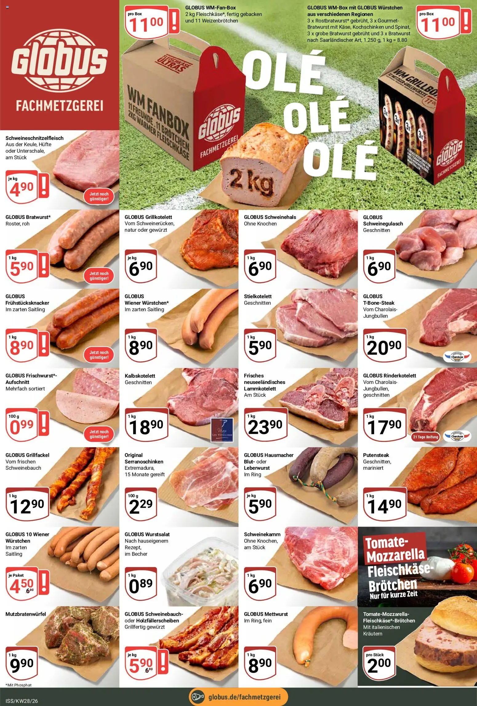 Globus Prospekt – gültig ab 06.07.2026 | Seite: 12 | Produkte: Schweinegulasch, Mozzarella, Schweinebauch, Bratwurst