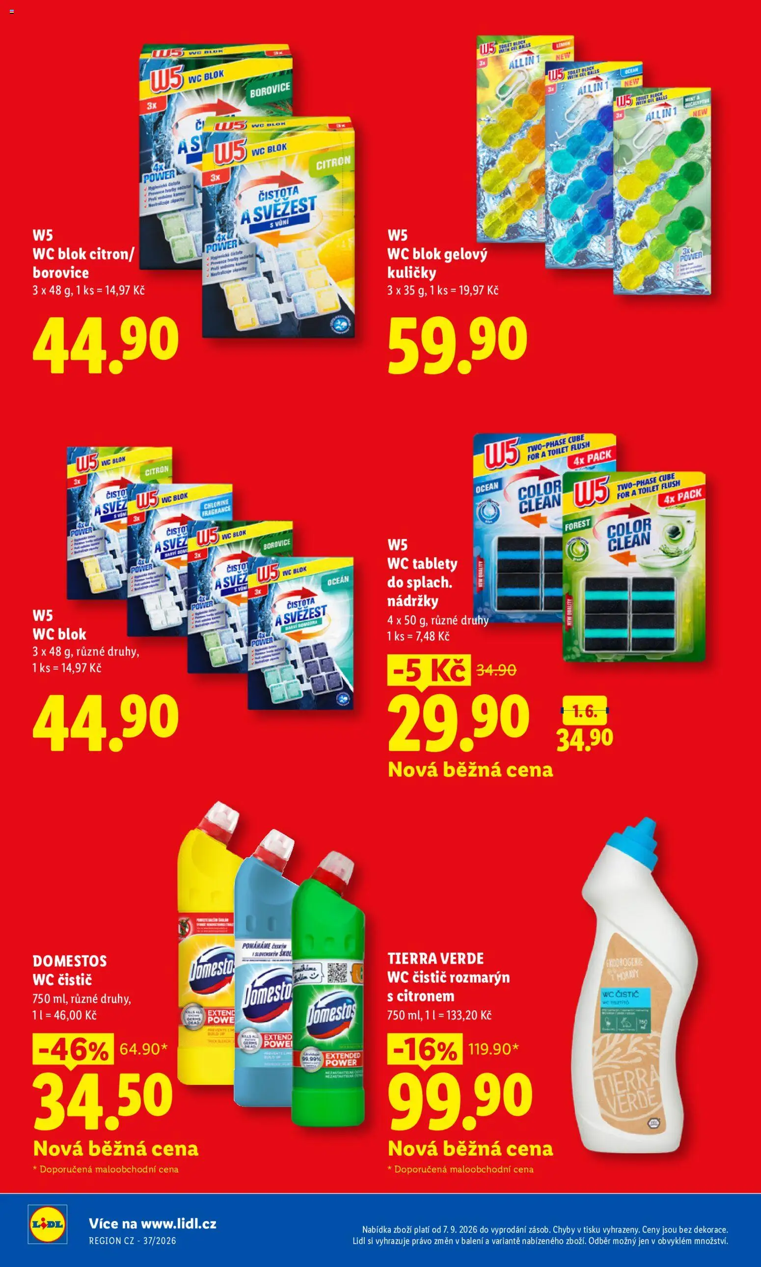 Lidl leták - Pro čistou domácnost máme všechno od 07.09.2026 | Strana: 16 | Produkty: Domestos, Wc, W5, Wc čistič