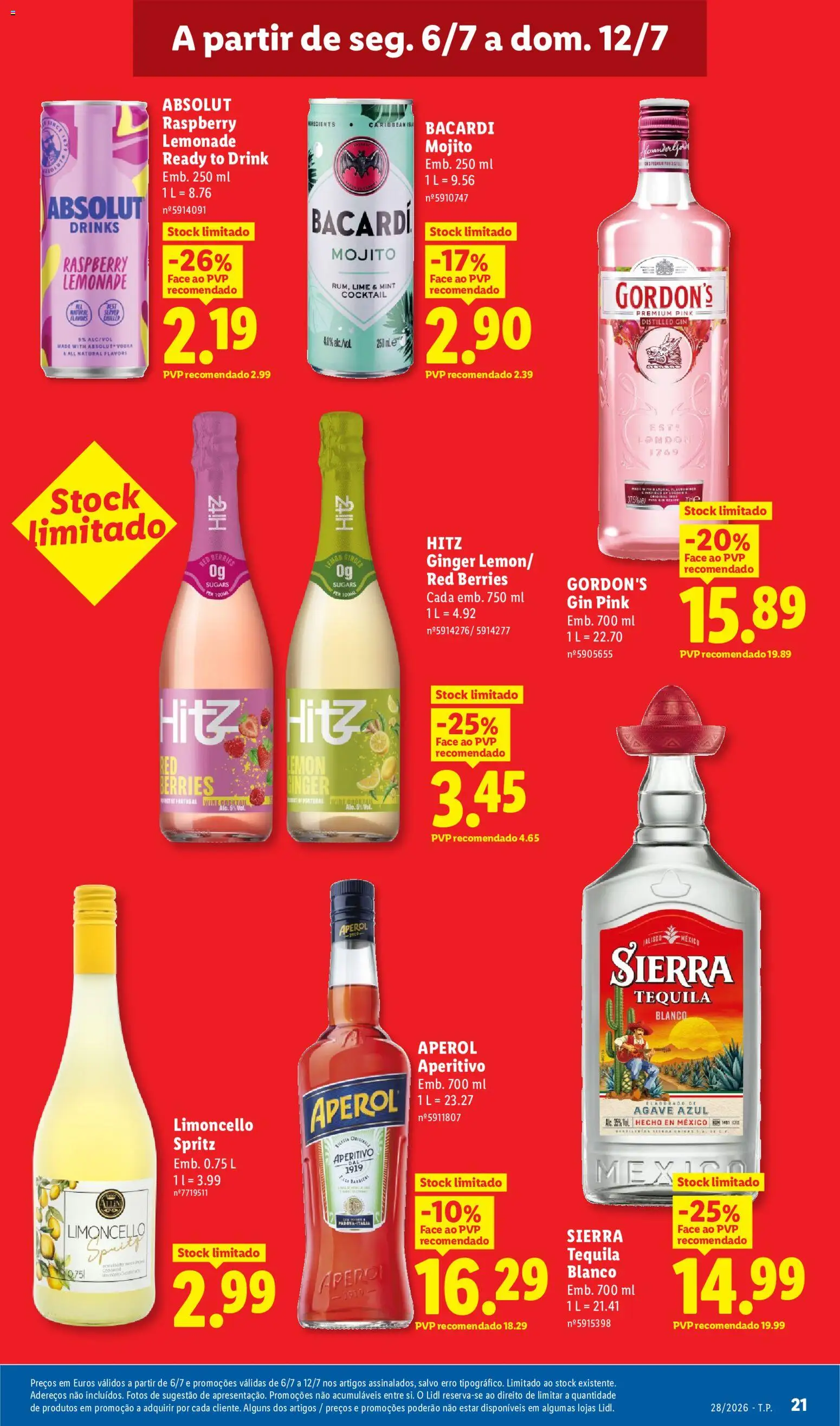 Lidl folheto │ válido de 06/07/2026 | Página: 21 | Produtos: Aperol, Limoncello, Gin, Vodka