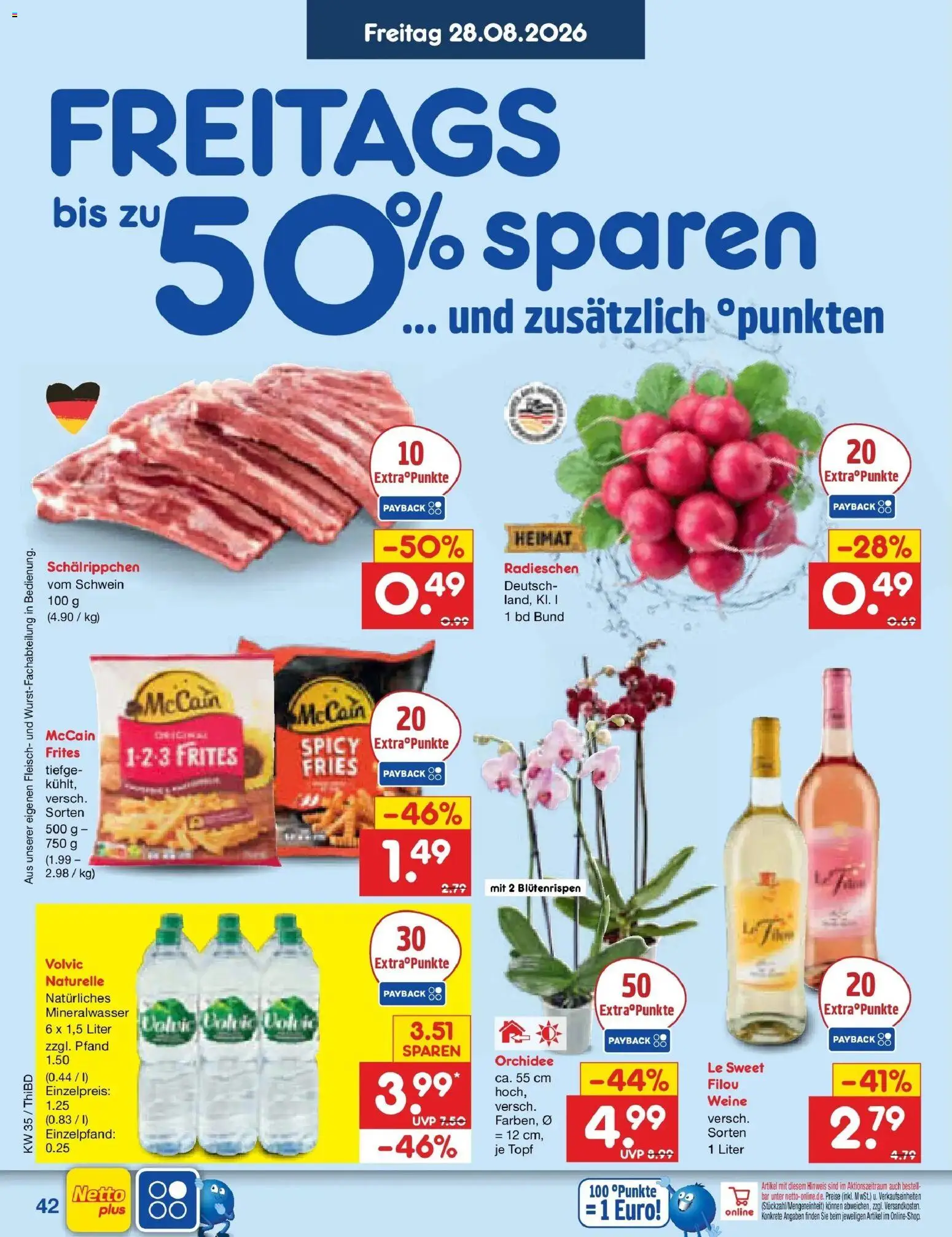 Netto Marken-Discount Prospekt Thiendorf – gültig ab 24.08.2026 | Seite: 56 | Produkte: Orchidee, McCain, Volvic, Fleisch