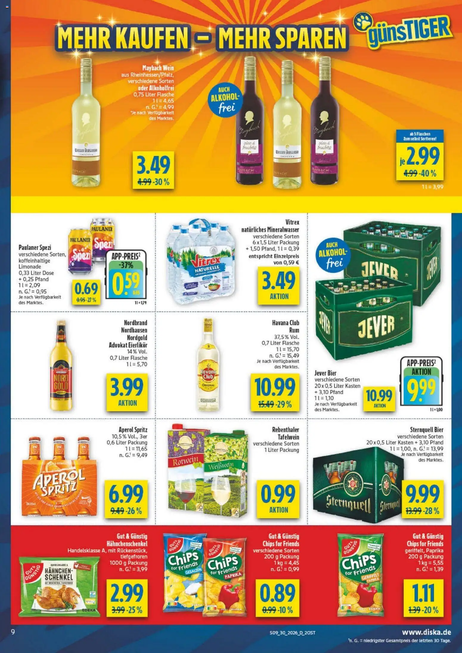 Diska Prospekt – gültig ab 20.07.2026 | Seite: 9 | Produkte: Paprika, Wein, Chips, Paulaner