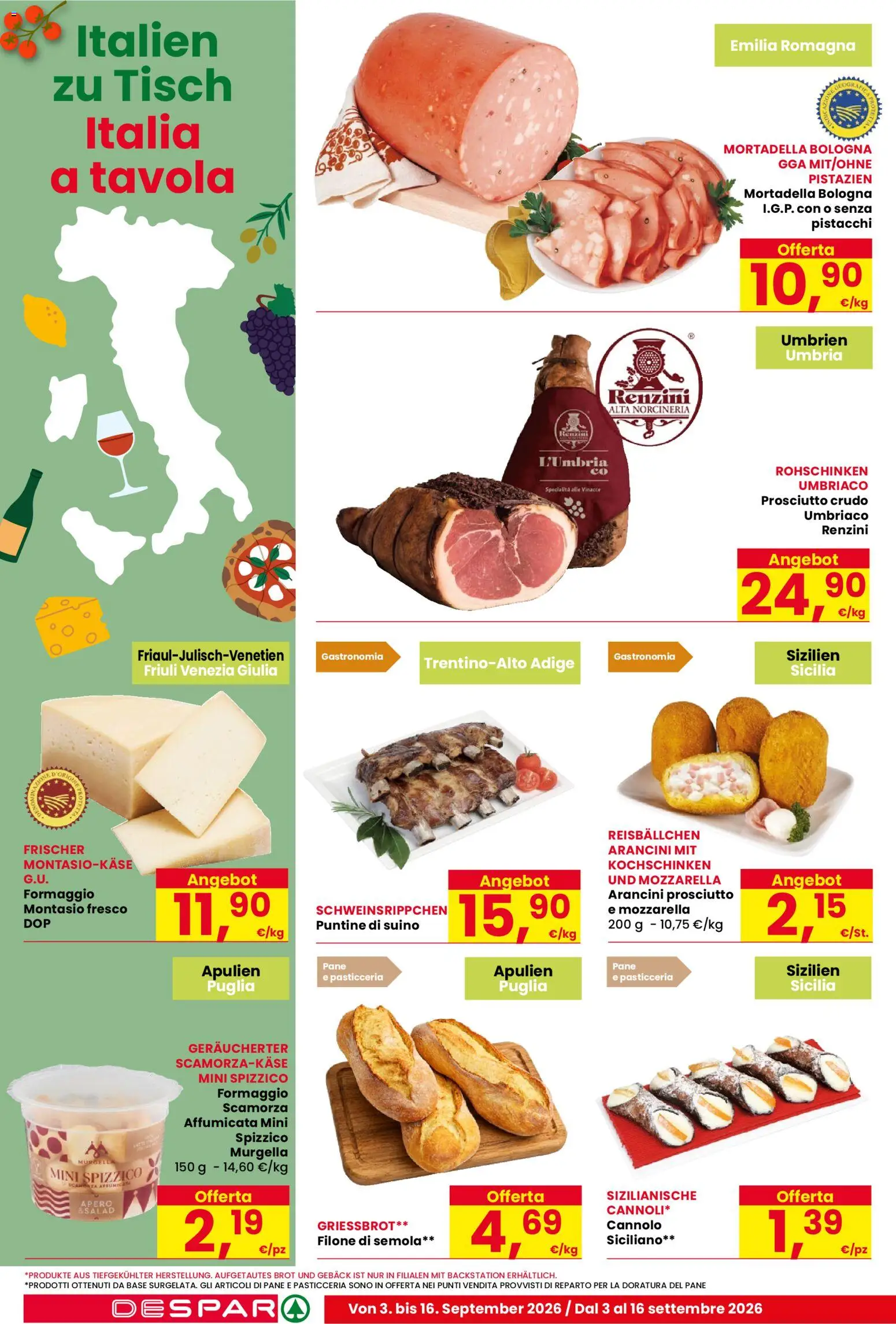 Volantino Despar del 03/09/2026 | Pagina: 4 | Prodotti: Pane, Formaggio, Mortadella, Specialità