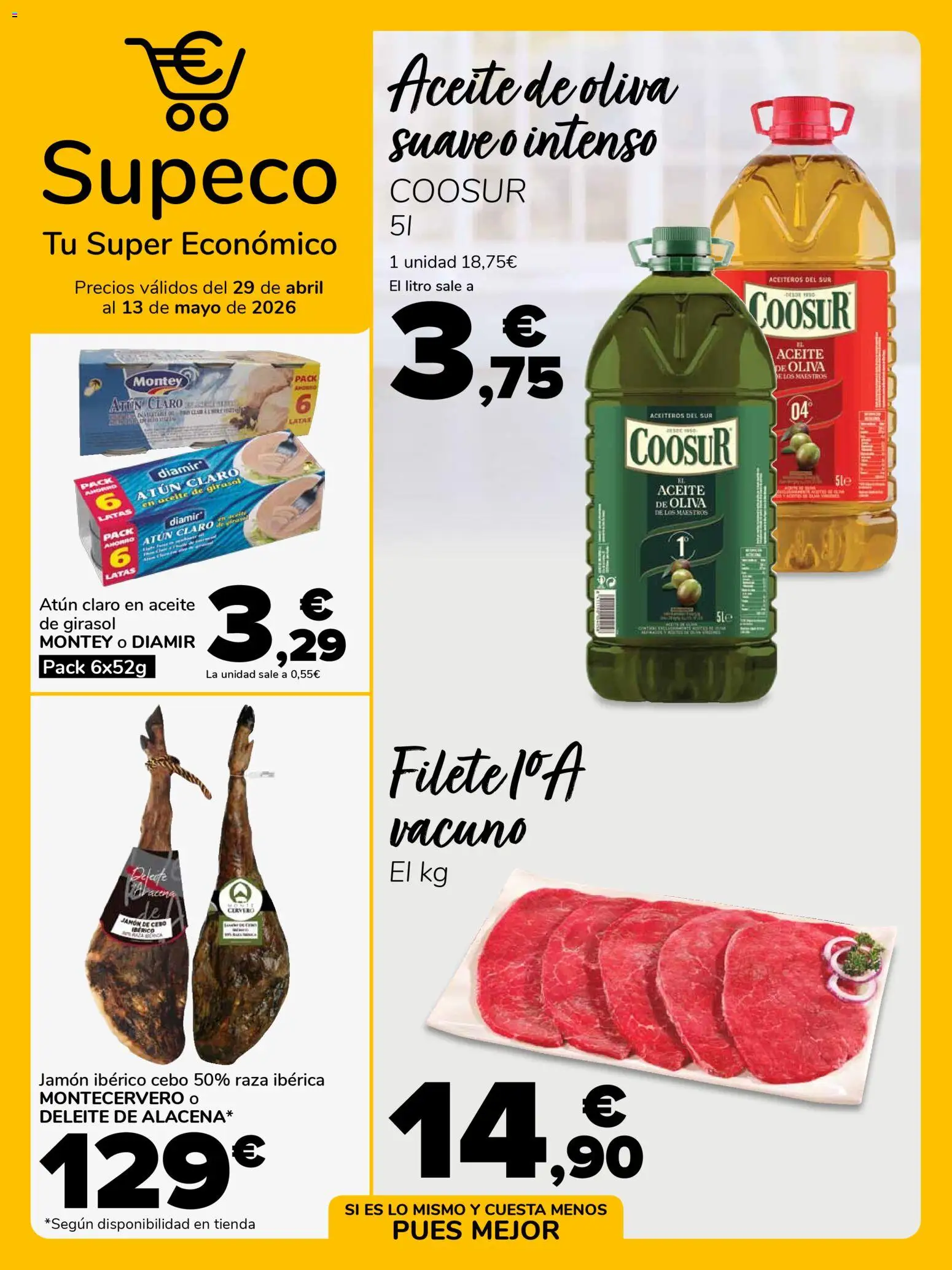 Supeco folleto │ válido desde el 29.04.2026 | Página: 1 | Productos: Aceite, Jamón, Aceite de oliva, Aceite de girasol