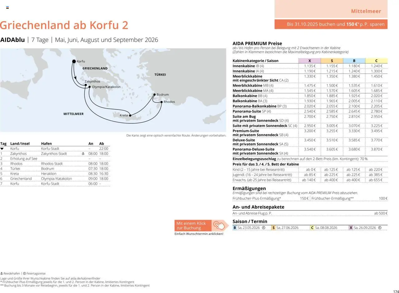 Aida Sommer 2026 – gültig ab 01.03.2026 | Seite: 174 | Produkte: Bett
