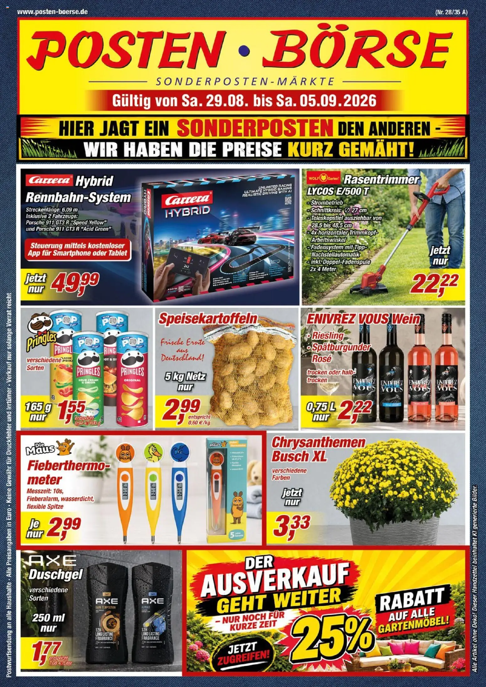 Posten Börse Prospekt – gültig ab 29.08.2026 | Seite: 1 | Produkte: Gartenmöbel, Duschgel, Smartphone, Maus