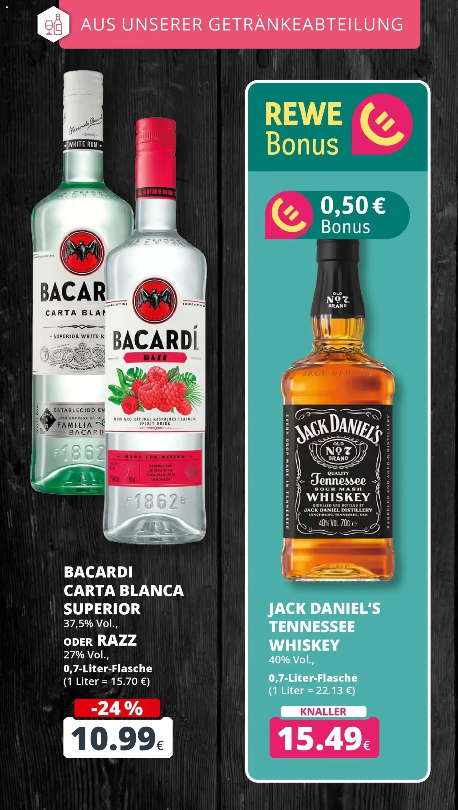 REWE Prospekt ab 19.10.2026 zum Blättern » Angebote | Seite: 24 | Produkte: Bacardi, Rum, Jever, Whiskey