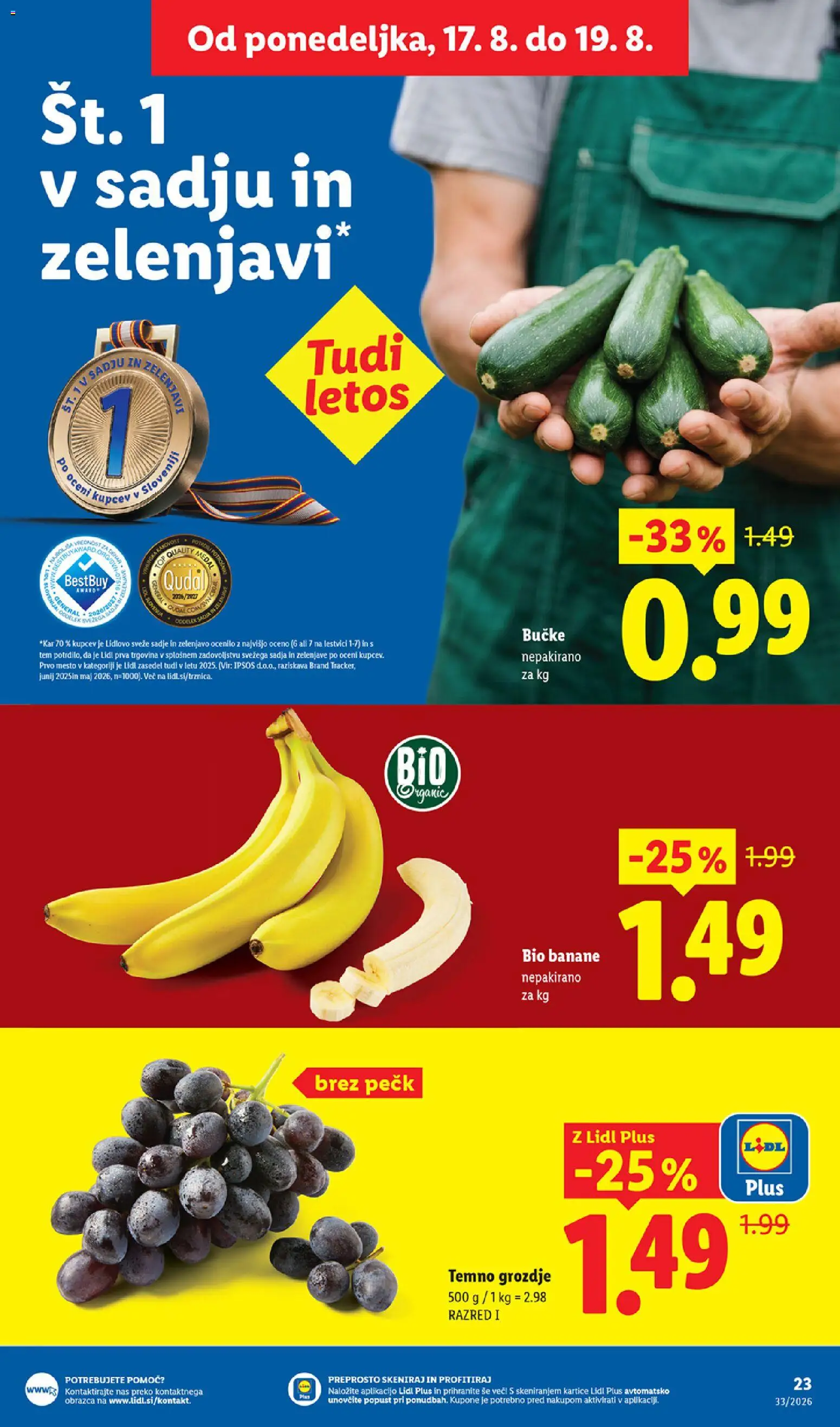 Novi Lidl katalog ponudbe – veljaven od 13.08.2026 | Stran: 41 | Izdelki: Grozdje, Banane, Sadje