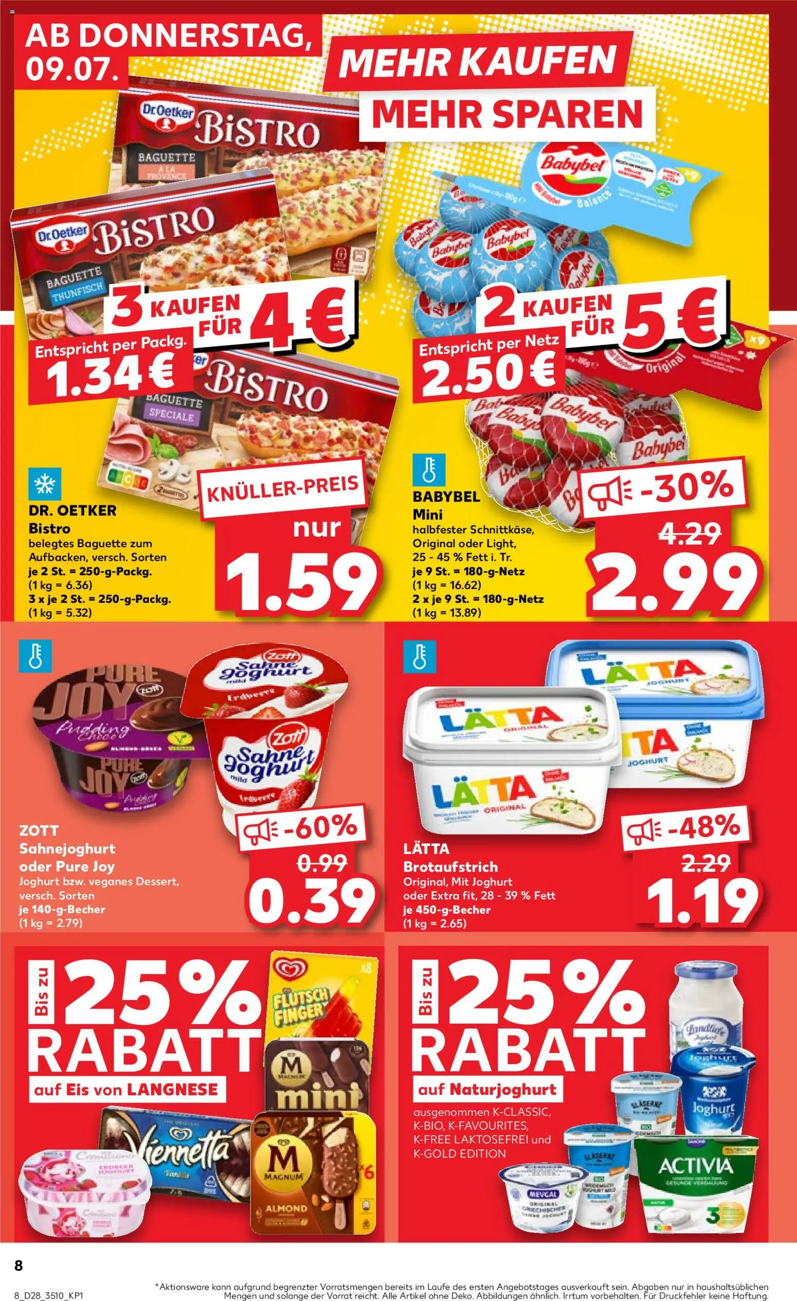 Kaufland Prospekt Zeitz – gültig ab 09.07.2026 | Seite: 8 | Produkte: Activia, Thunfisch, Pudding, Lätta