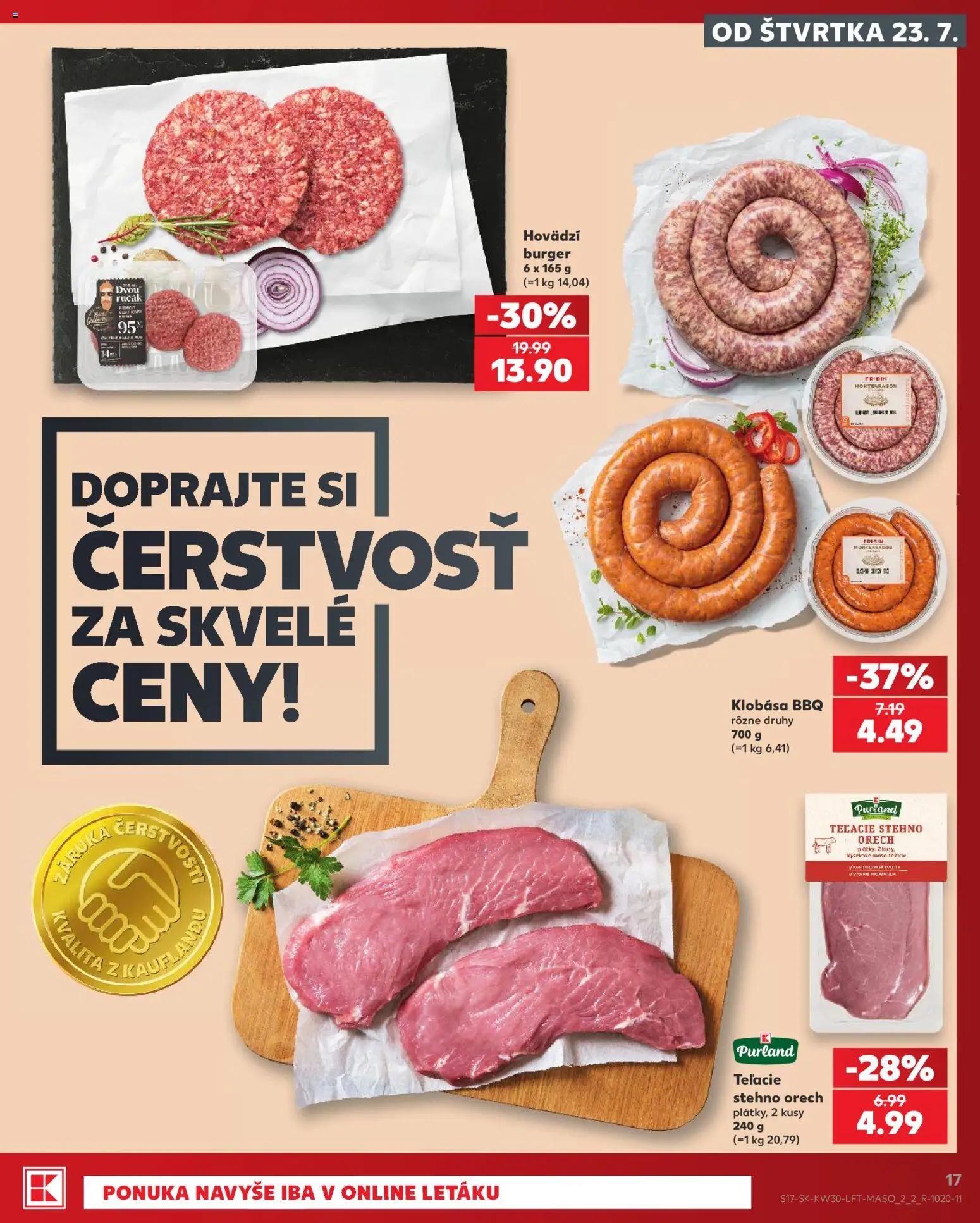 Nové Kaufland akcie – leták je platný od 23.07.2026 | Strana: 17 | Produkty: Klobása