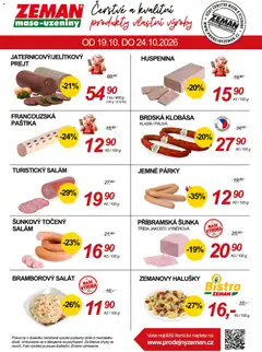 Náhled letáku Prodejny Zeman leták od 19.10.2026 | Strana: 2 | Produkty: Bramborový salát, Párky, Klobása, Halušky