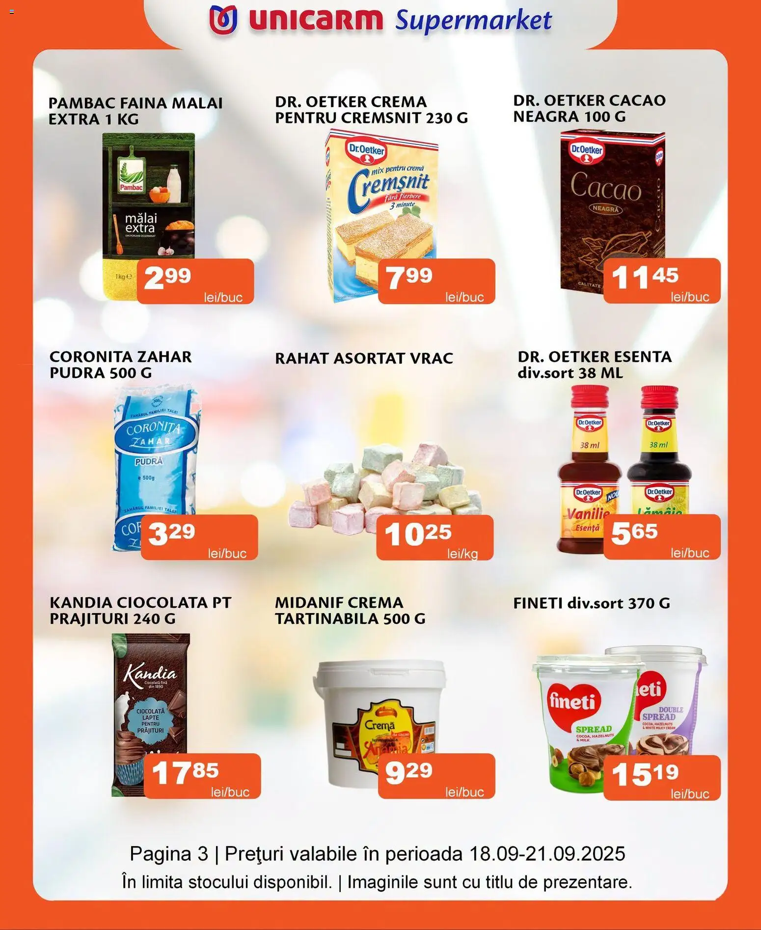 Noul catalog Unicarm – valabil de la 30.07.2026 | Pagină: 3 | Produse: Pudră, Lapte, Cacao, Zahăr