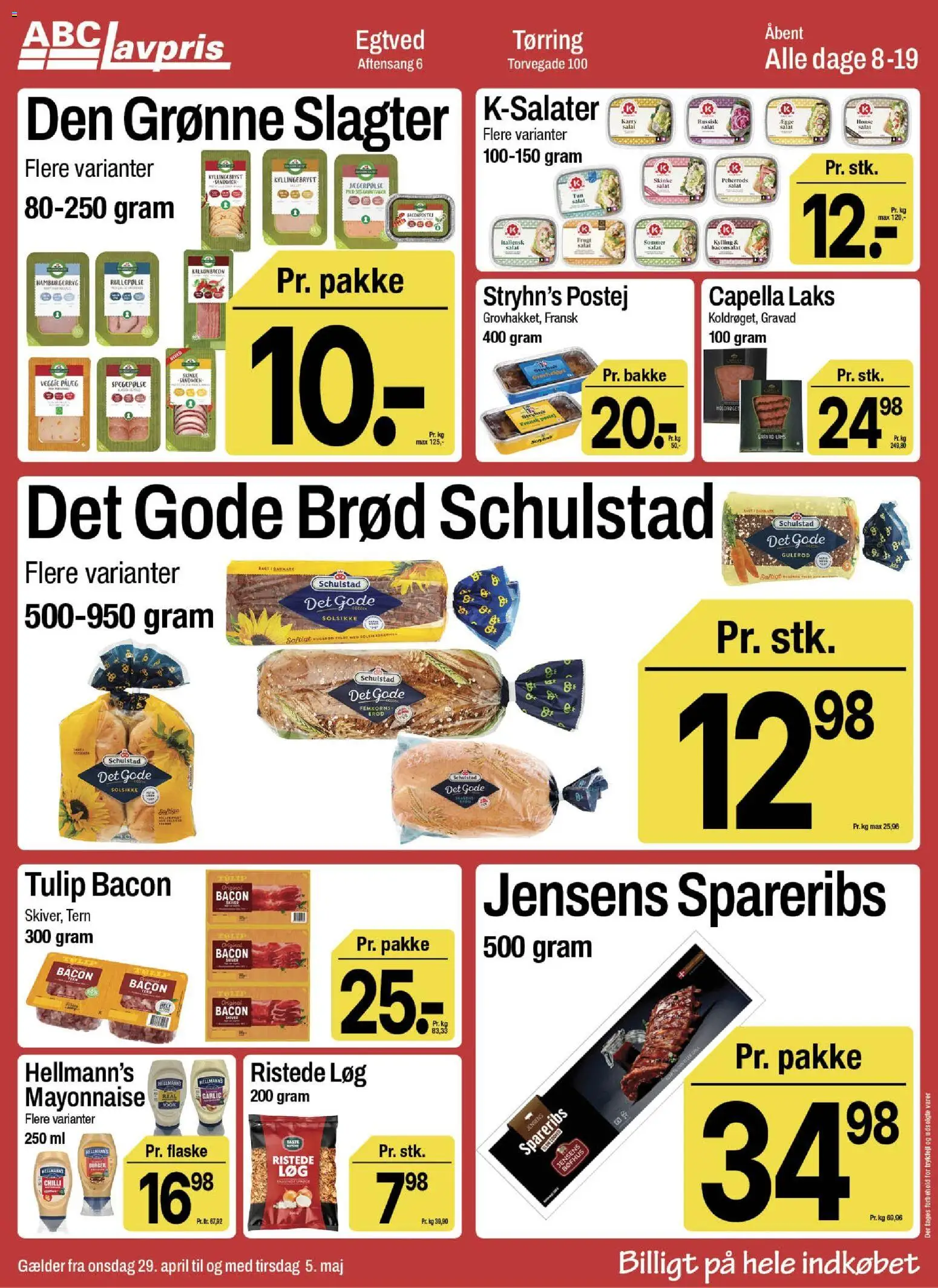 Abc Lavpris tilbudsavis – gyldig fra 29.04.2026 | Side: 8 | Produkter: Salat, Rullepølse, Bacon, Hamburgerryg