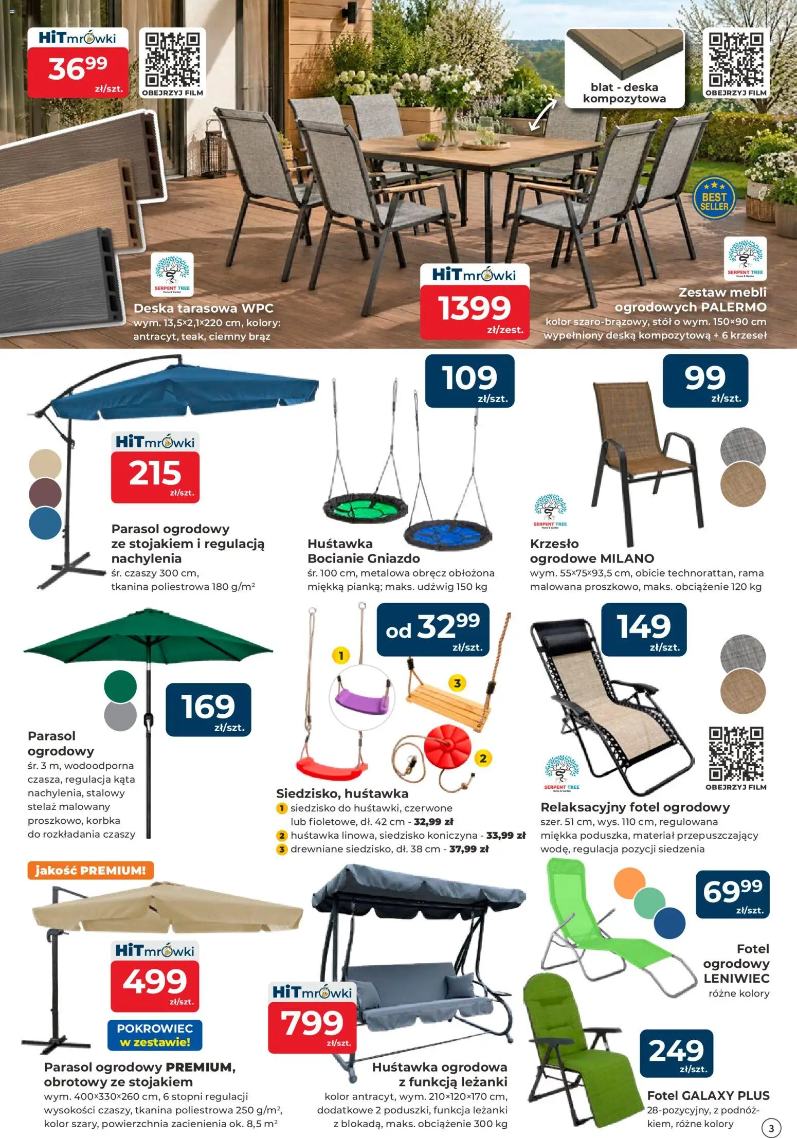 Mrówka gazetka - Tarnów od 05.06.2026 | Strona: 3 | Produkty: Parasol, Fotel, Stół, Krzesło