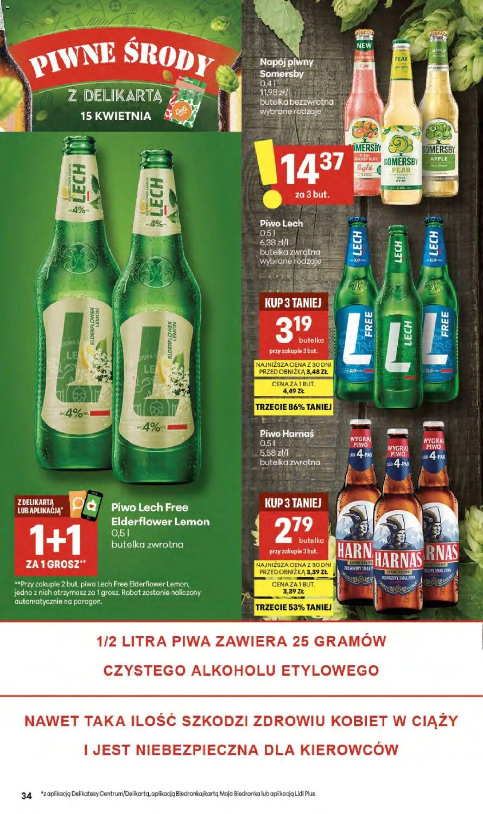 Delikatesy Centrum gazetka od 09.04.2026 | Strona: 34 | Produkty: Delikatesy, Harnaś, Piwo, Somersby