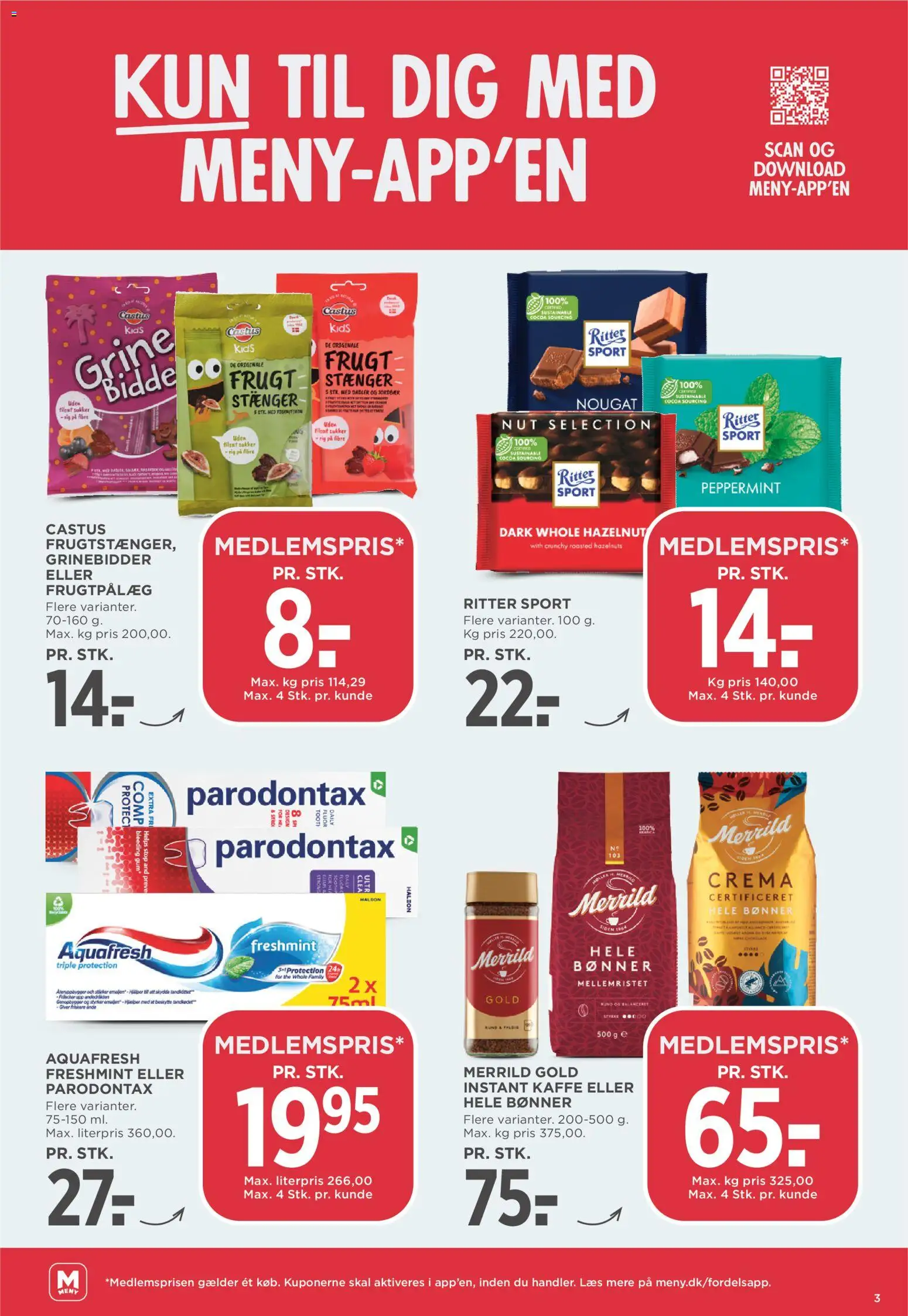 Meny tilbudsavis – gyldig fra 07/08/2026 | Side: 3 | Produkter: Jordbær, Dadler, Sukker, Instant Kaffe
