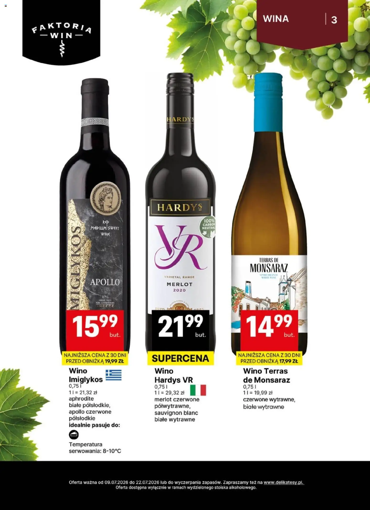 Delikatesy Centrum gazetka - DeliBarek od 09.07.2026 | Strona: 3 | Produkty: Merlot, Wino